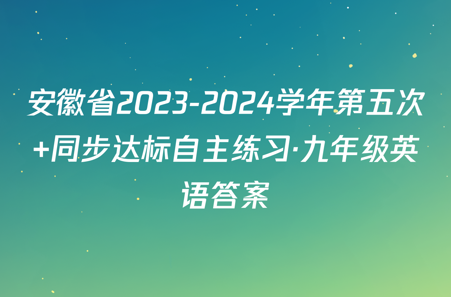 安徽省2023-2024学年第五次 同步达标自主练习·九年级英语答案