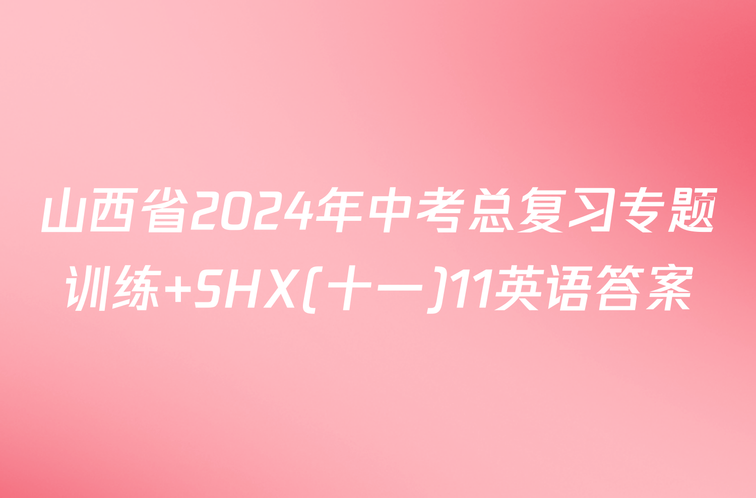 山西省2024年中考总复习专题训练 SHX(十一)11英语答案