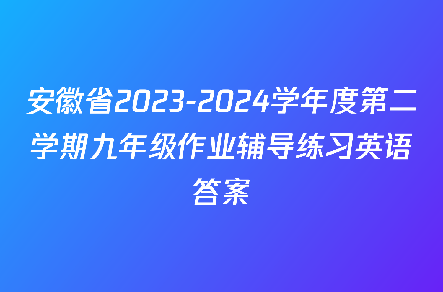 安徽省2023-2024学年度第二学期九年级作业辅导练习英语答案