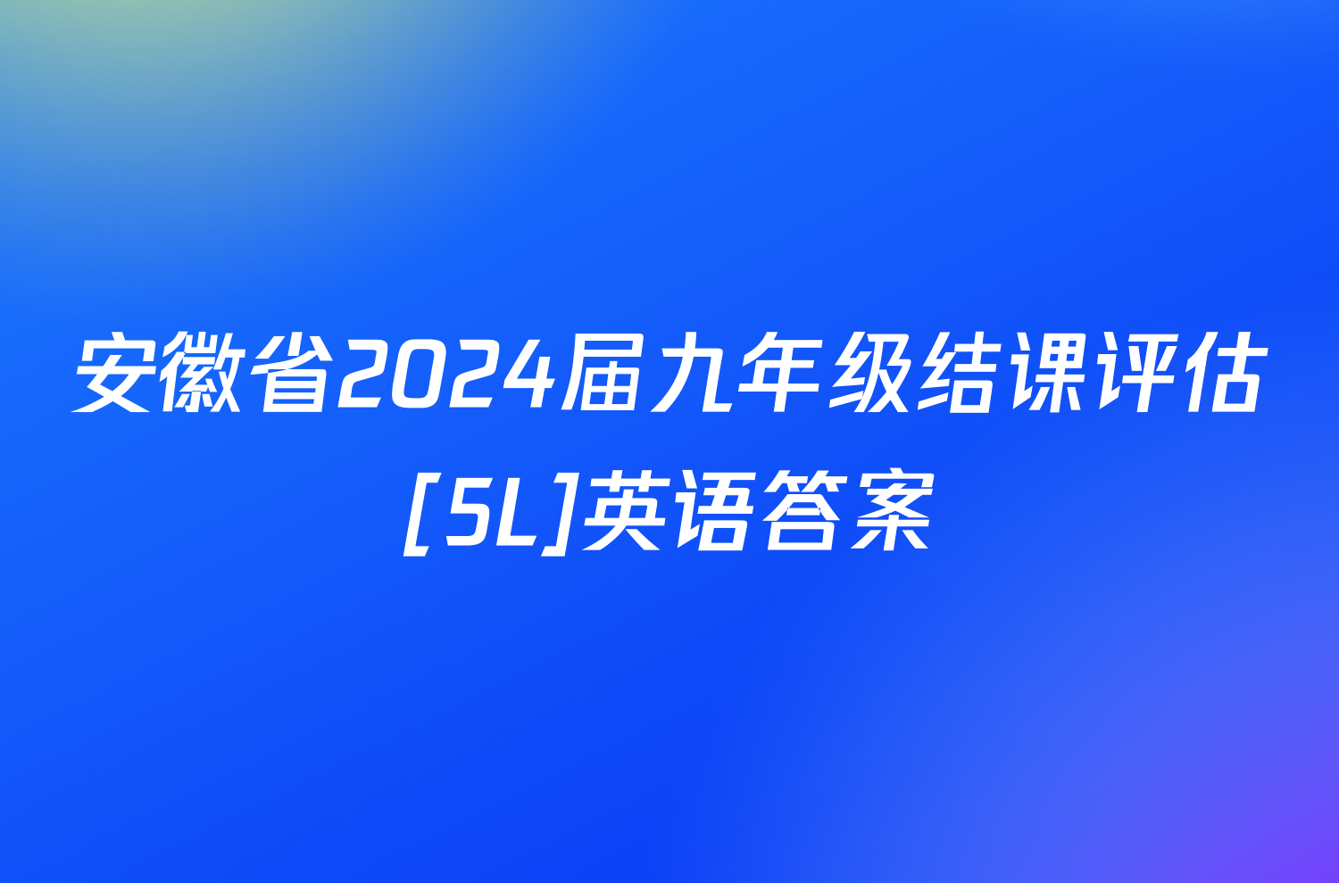 安徽省2024届九年级结课评估[5L]英语答案