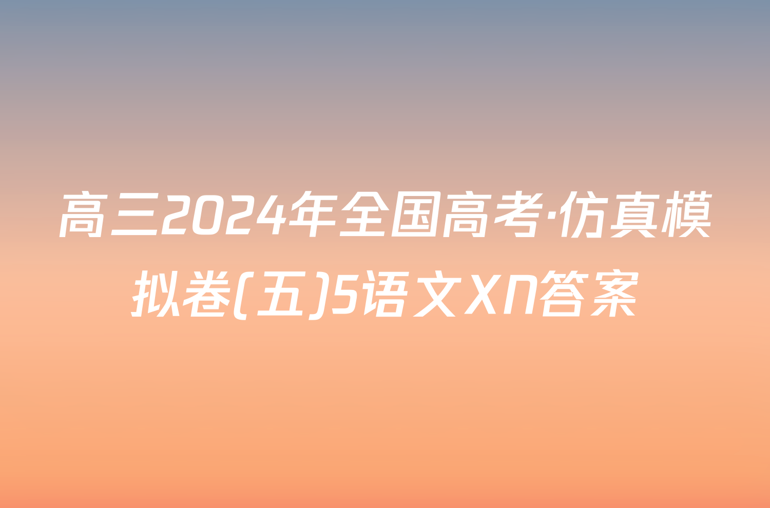 高三2024年全国高考·仿真模拟卷(五)5语文XN答案