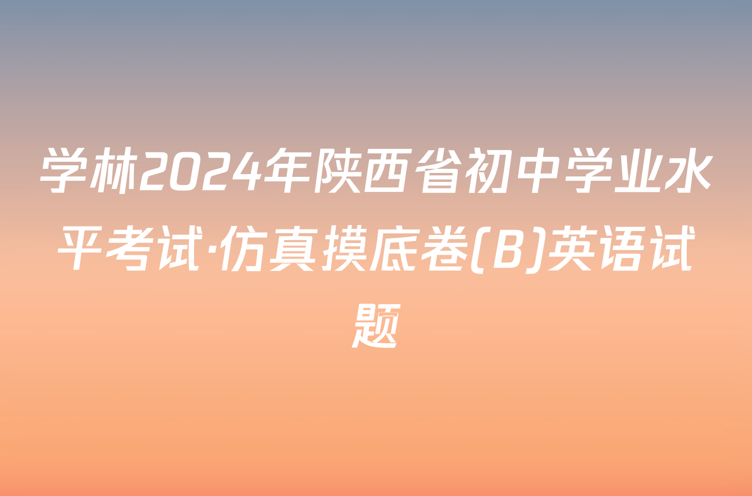 学林2024年陕西省初中学业水平考试·仿真摸底卷(B)英语试题
