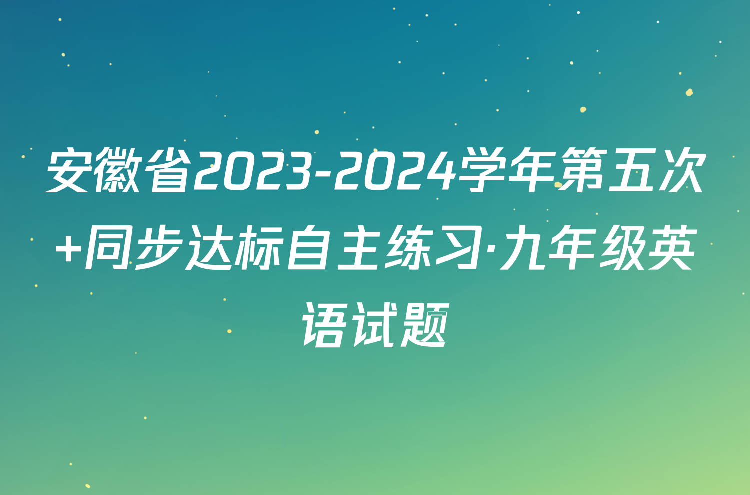 安徽省2023-2024学年第五次 同步达标自主练习·九年级英语试题