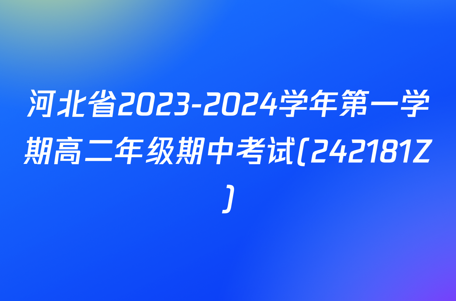 河北省2023-2024学年第一学期高二年级期中考试(242181Z)/物理试卷答案