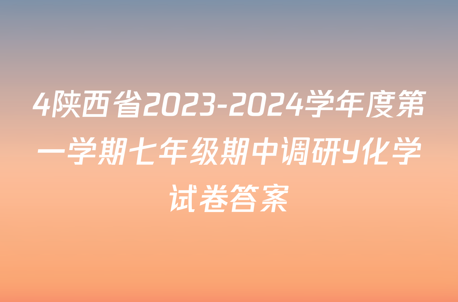 4陕西省2023-2024学年度第一学期七年级期中调研Y化学试卷答案