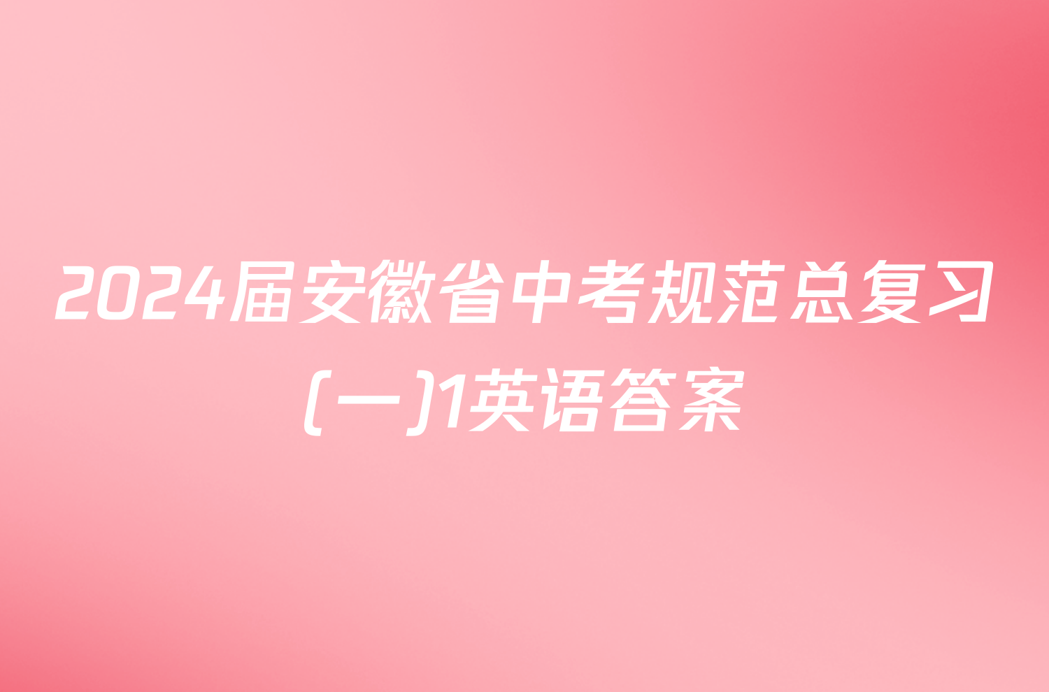 2024届安徽省中考规范总复习(一)1英语答案