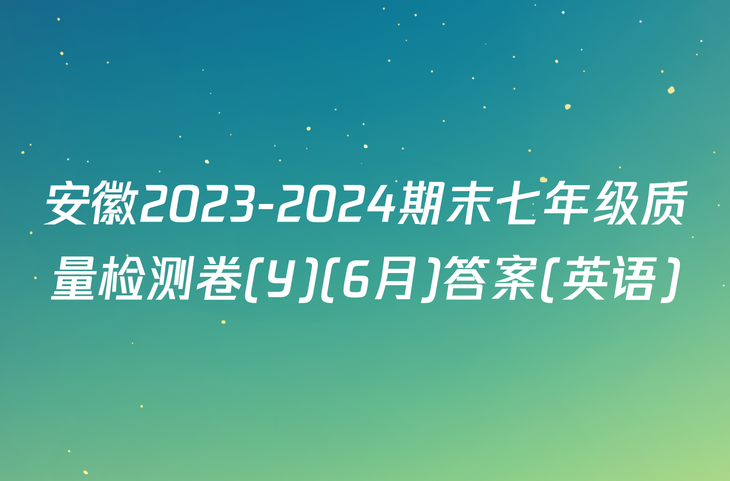 安徽2023-2024期末七年级质量检测卷(Y)(6月)答案(英语)