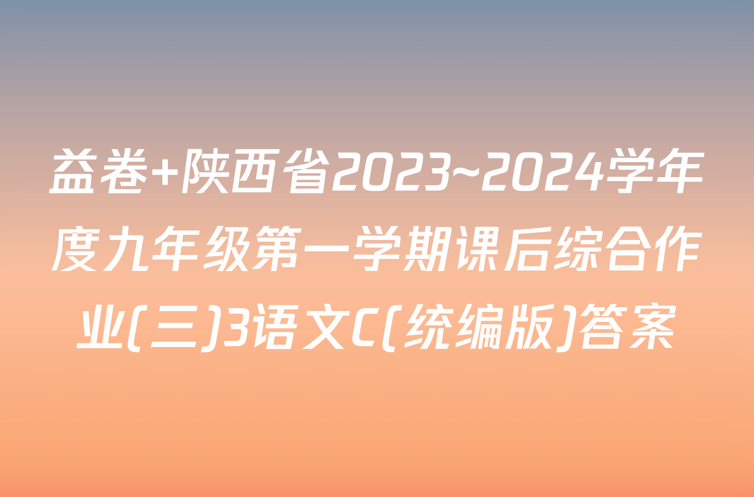 益卷 陕西省2023~2024学年度九年级第一学期课后综合作业(三)3语文C(统编版)答案