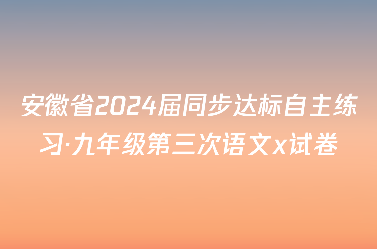 安徽省2024届同步达标自主练习·九年级第三次语文x试卷