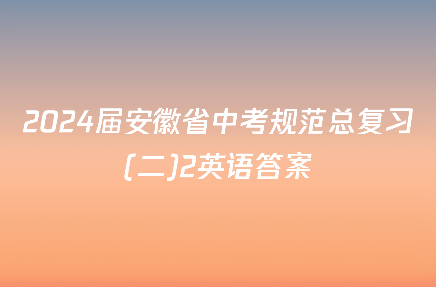 2024届安徽省中考规范总复习(二)2英语答案