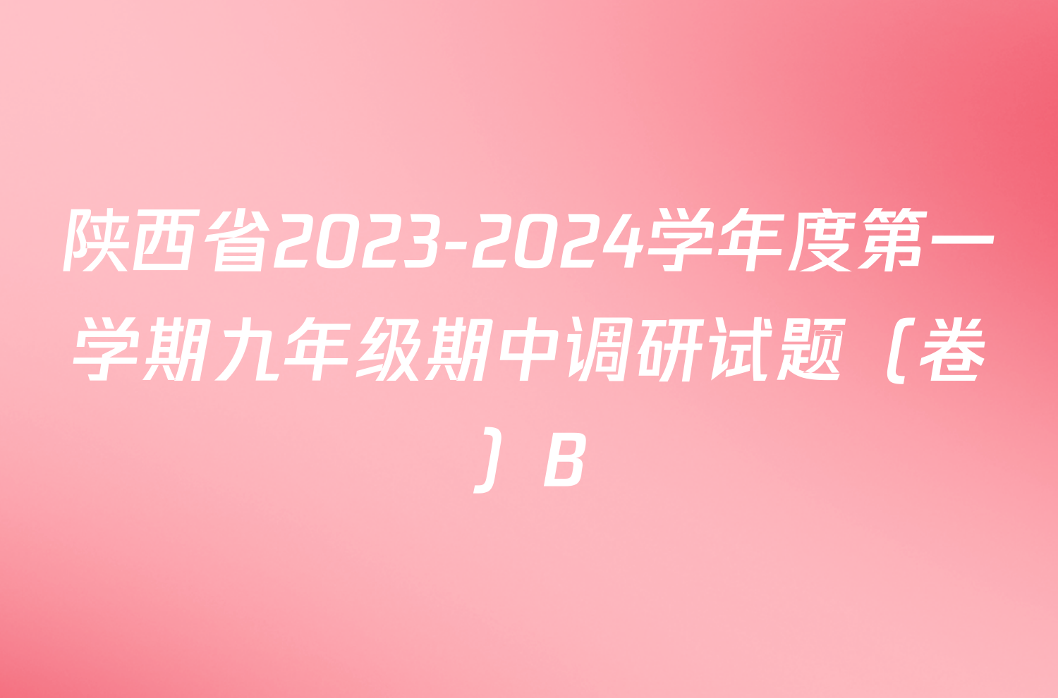 陕西省2023-2024学年度第一学期九年级期中调研试题（卷）B/物理试卷答案