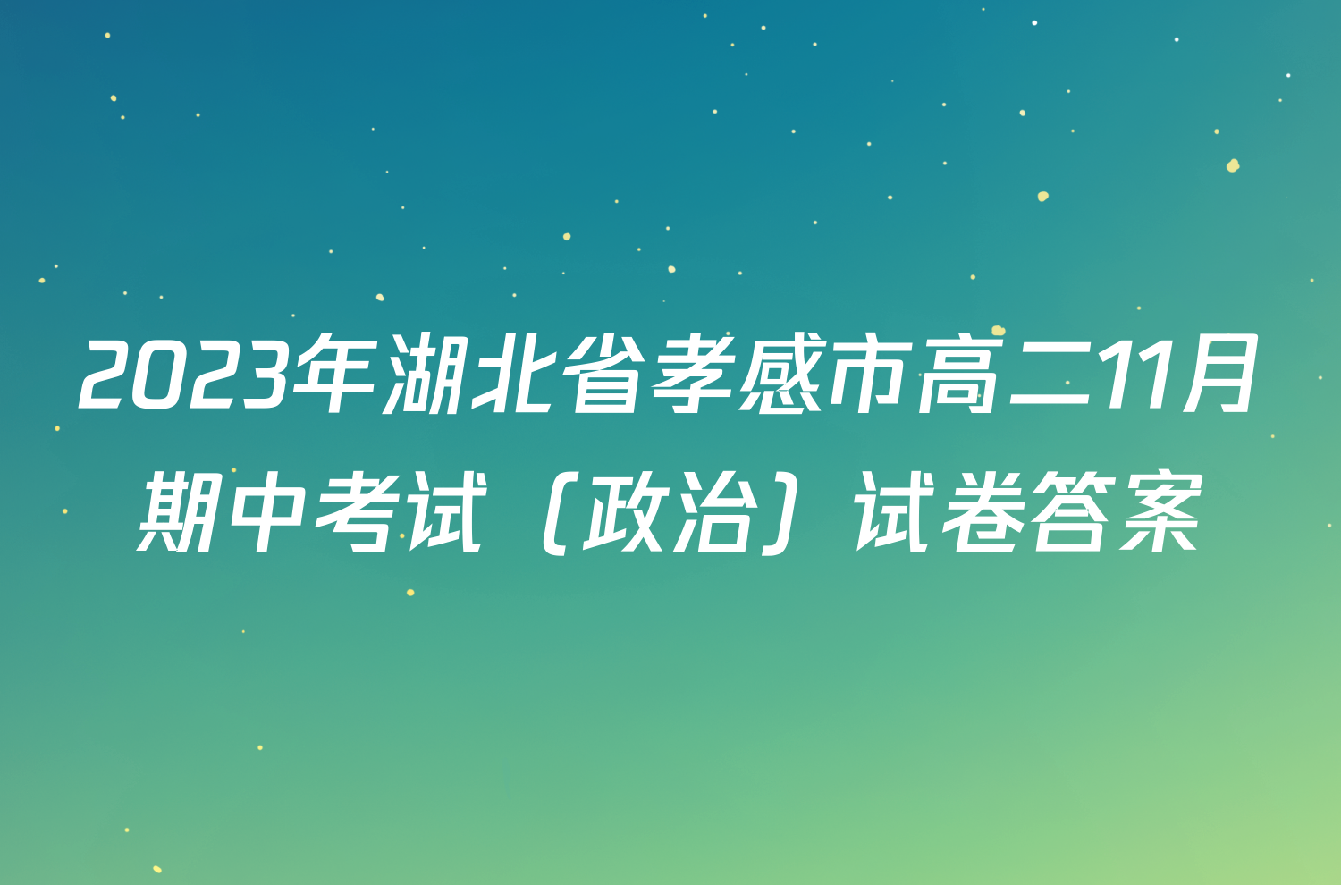 2023年湖北省孝感市高二11月期中考试（政治）试卷答案