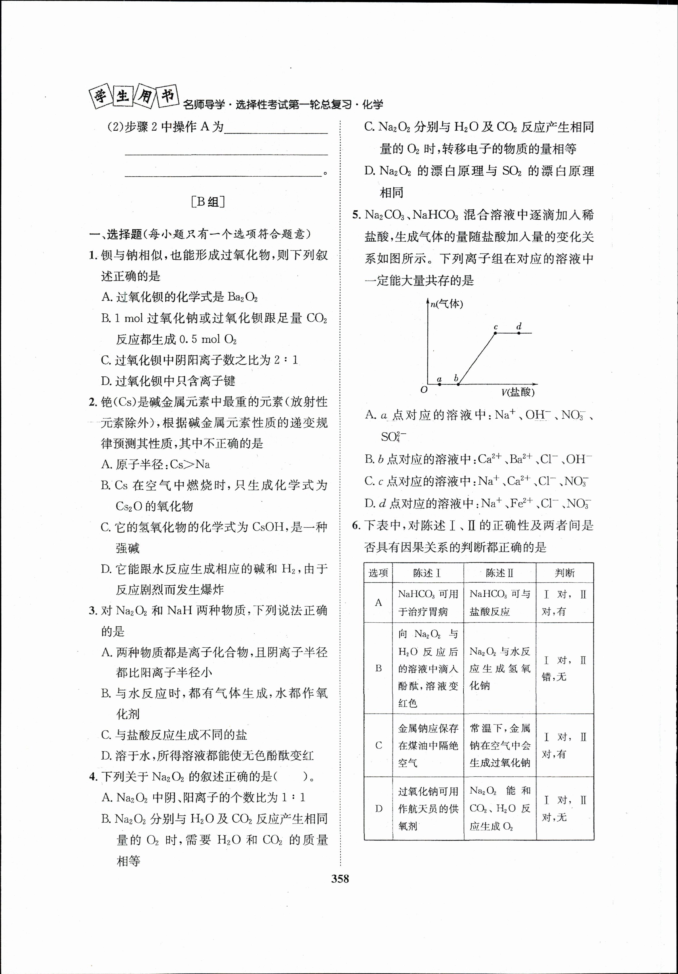 衡水金卷先享题2023-2024高三一轮复习单元检测卷(重庆专版)/化学(1-7)答案