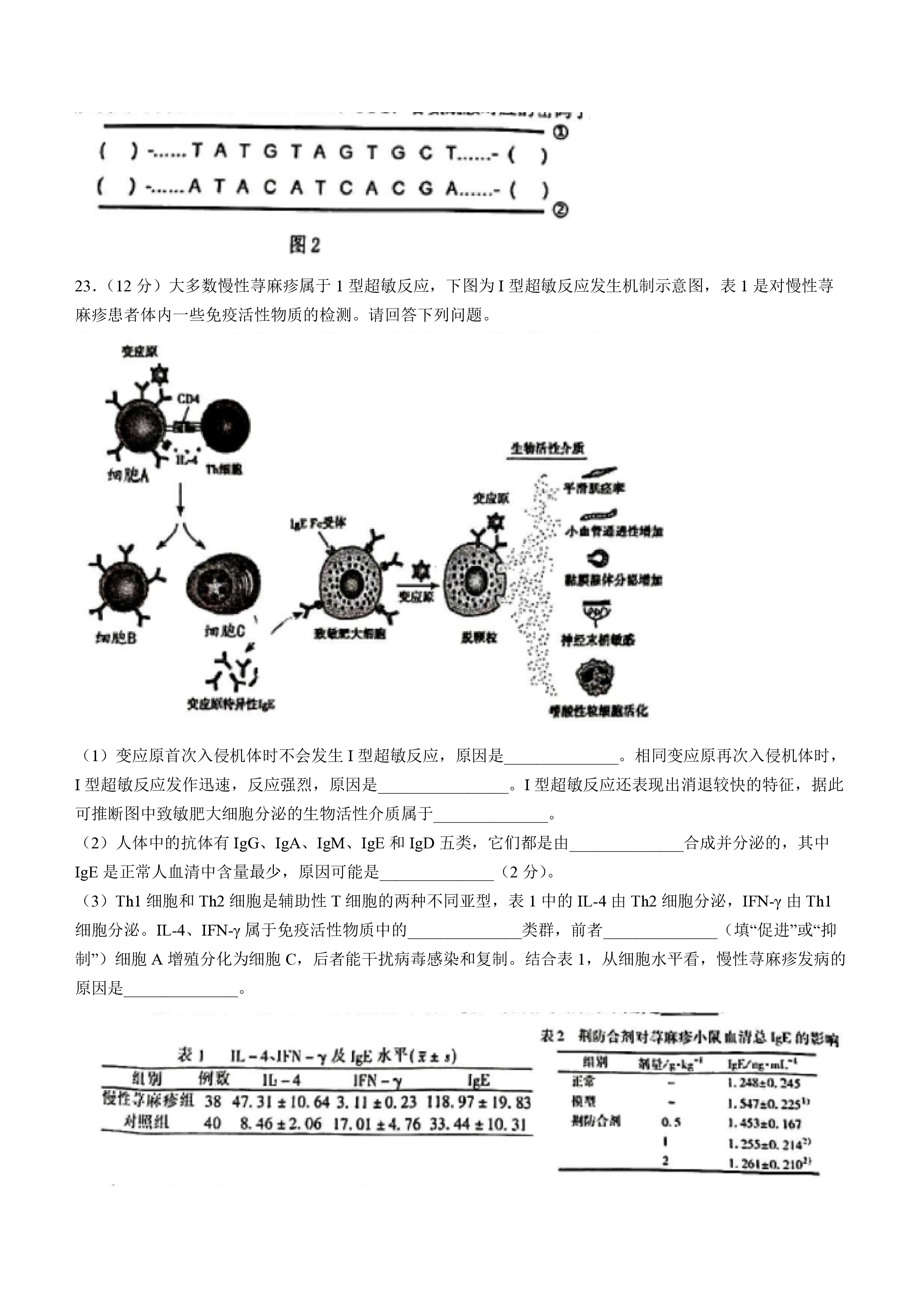 全国100所名校最新高考冲刺卷样卷一2023生物