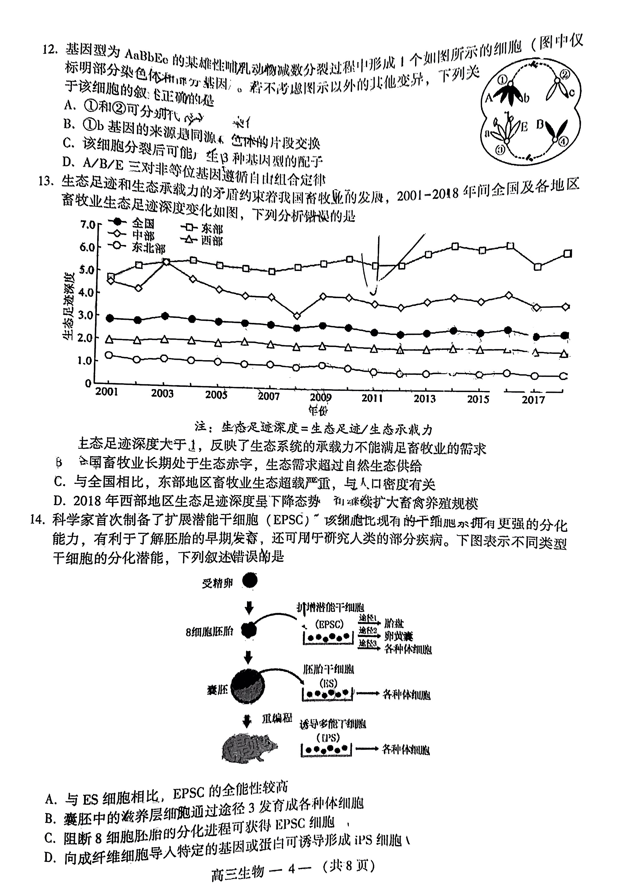 全国100所名校最新高考冲刺卷样卷一2023生物