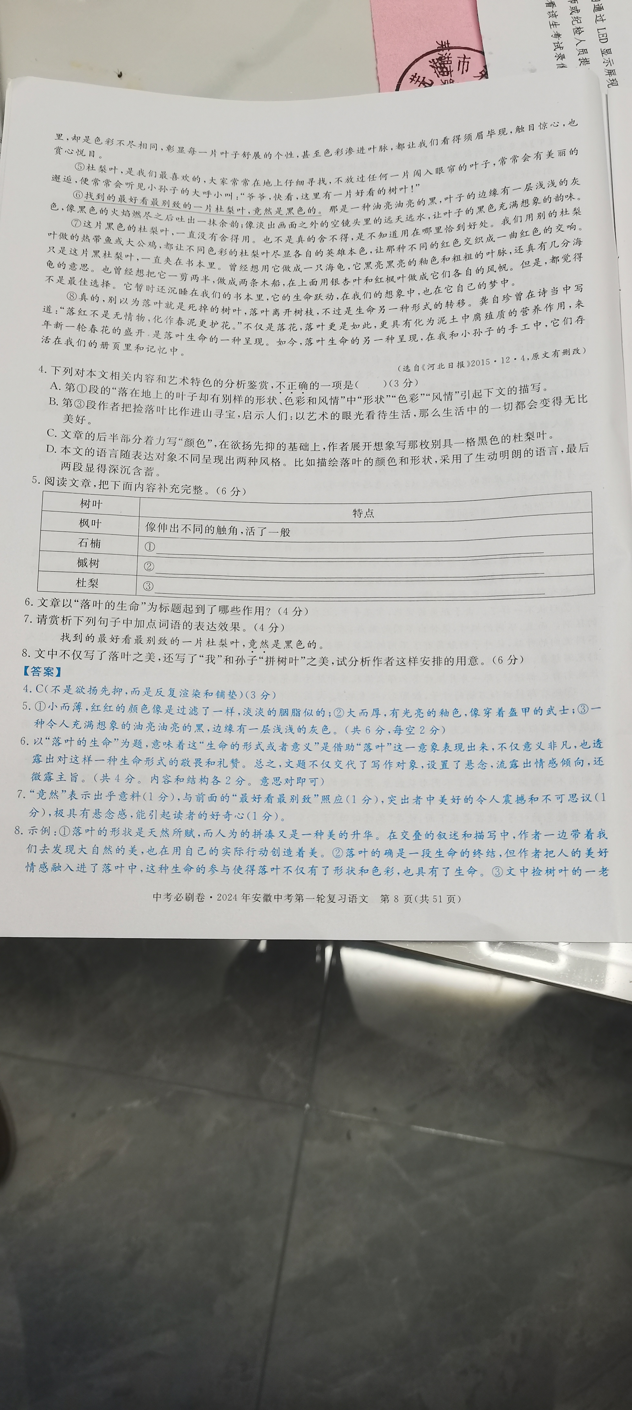 [衡中同卷]2024语数英第一次模拟联合检测(新高考)各科试卷及答案试题(语文)