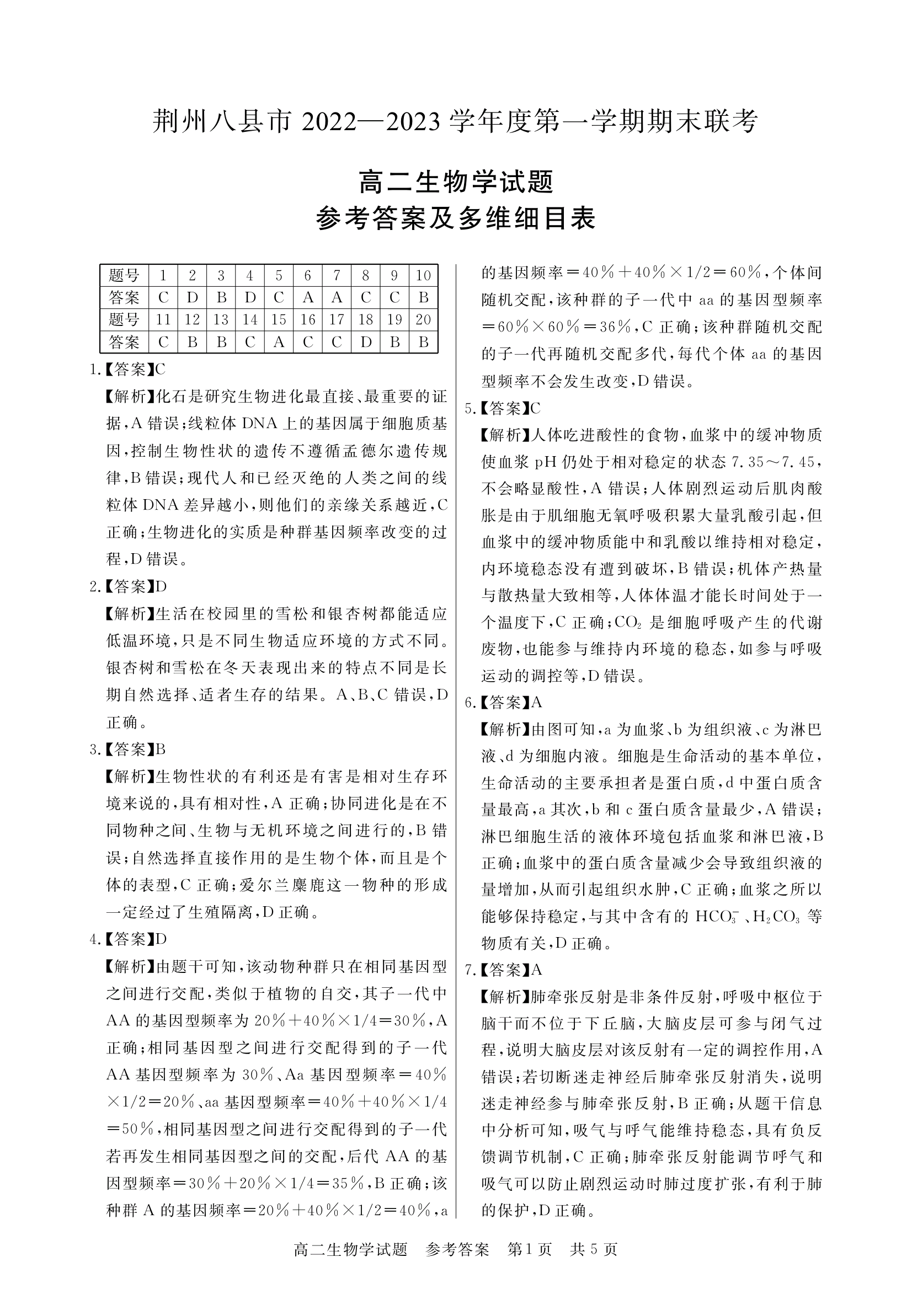 河北省2023~2024学年高三(上)第四次月考(24-91C)生物试卷答案