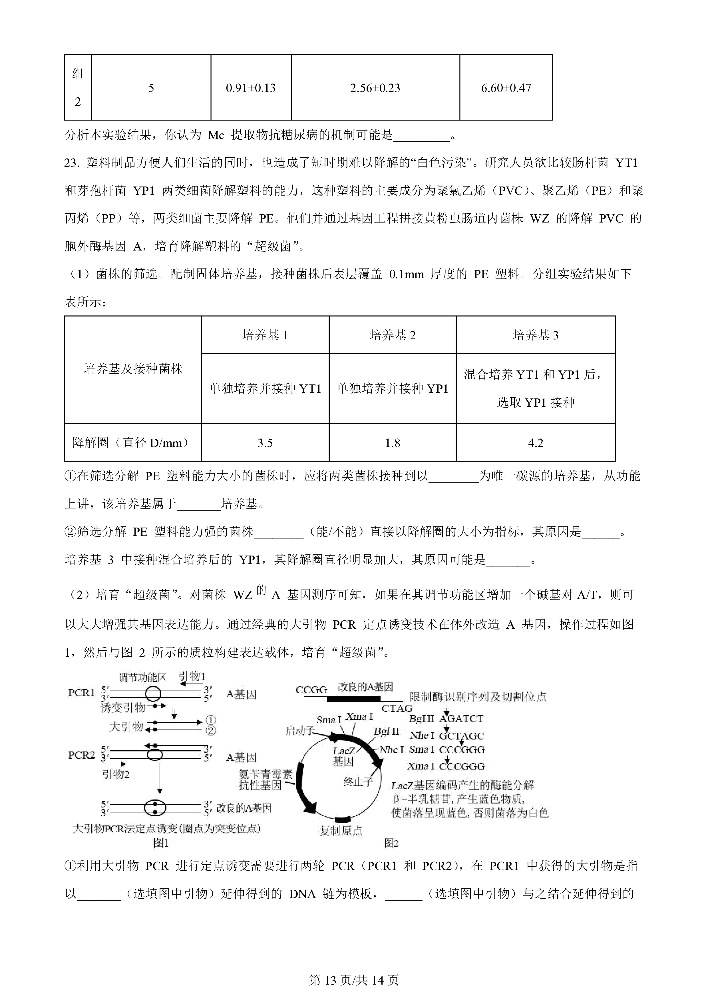 衡水金卷先享题分科综合卷2023年普通高等学校招生全国统一考试模拟试题生物一