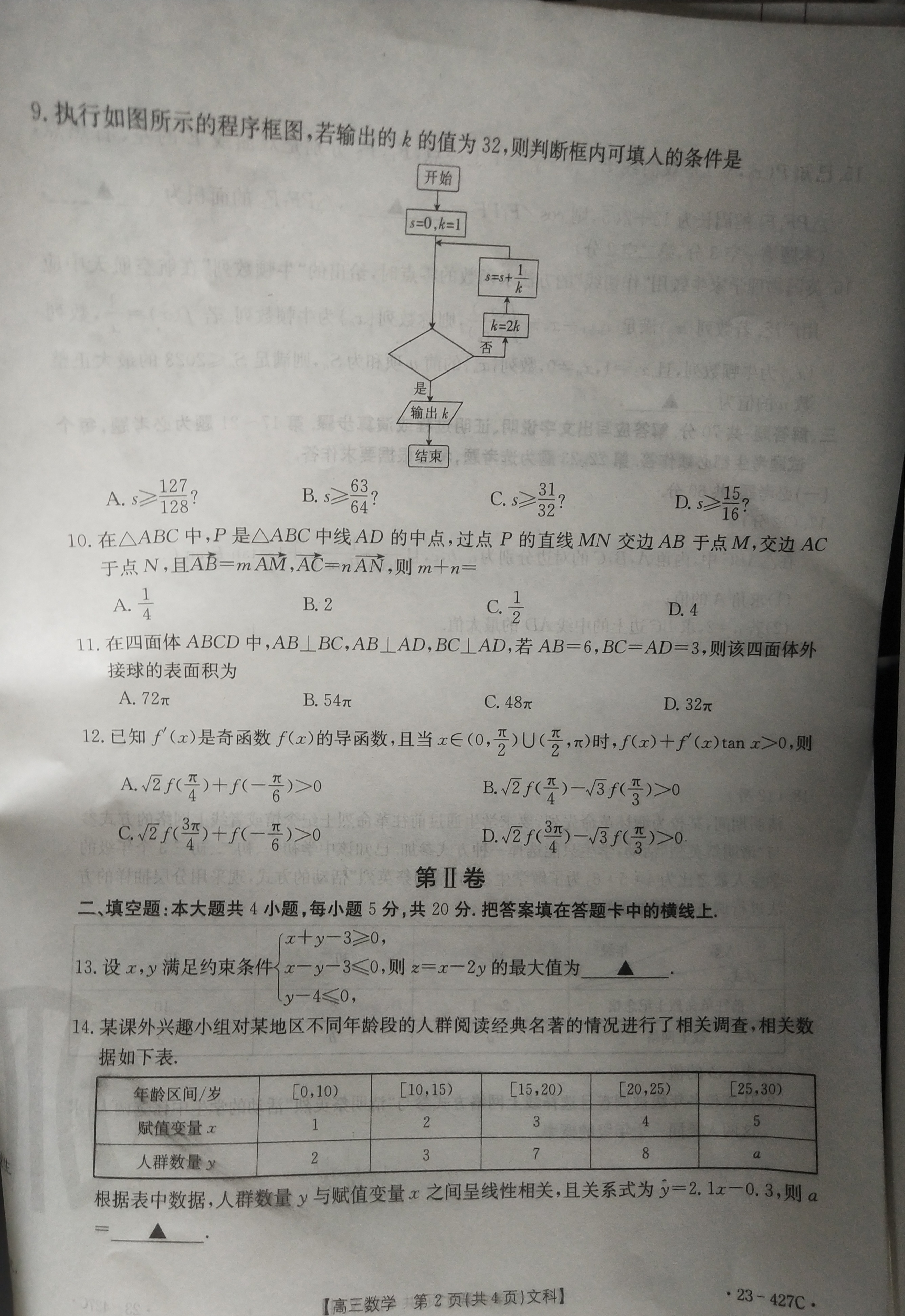 2024届衡水金卷先享题 信息卷(JJ·A)文数(二)2答案