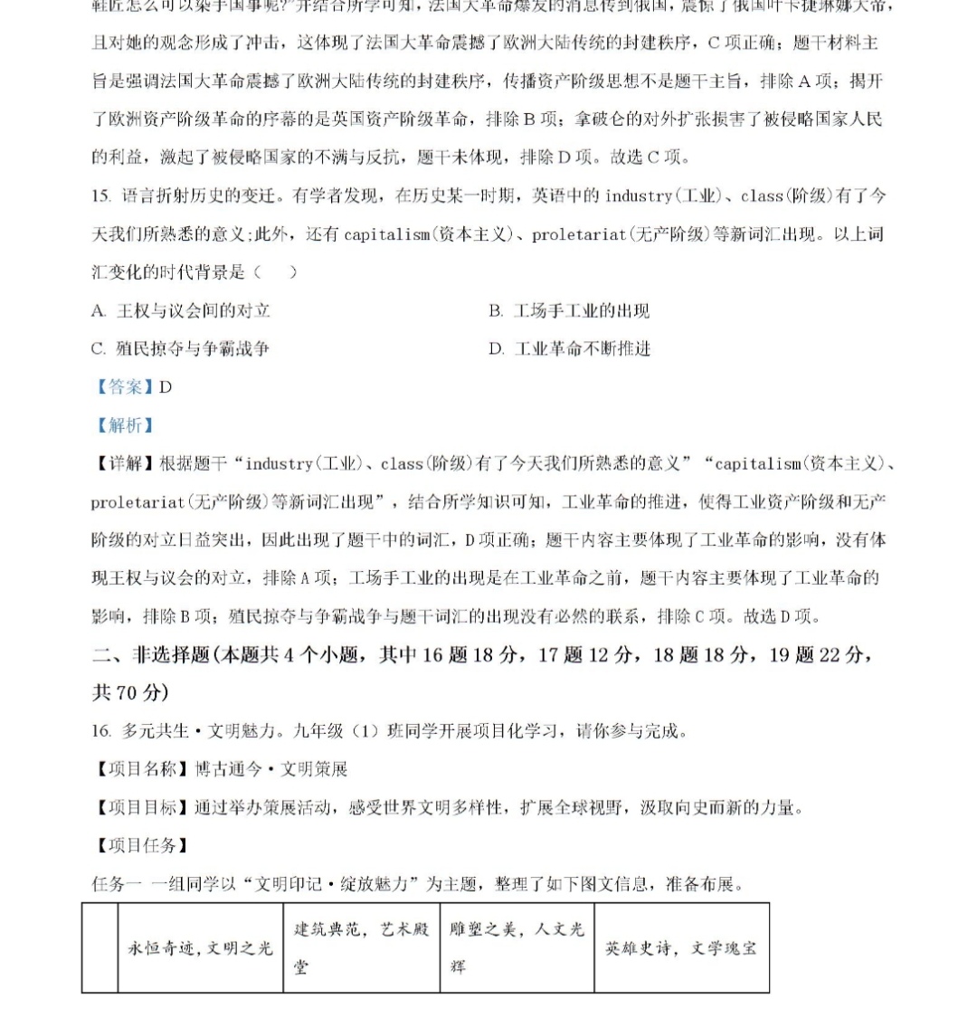 [金考汇教育]贵州省名校协作体2024-2025学年高三联考(一)1历史试题