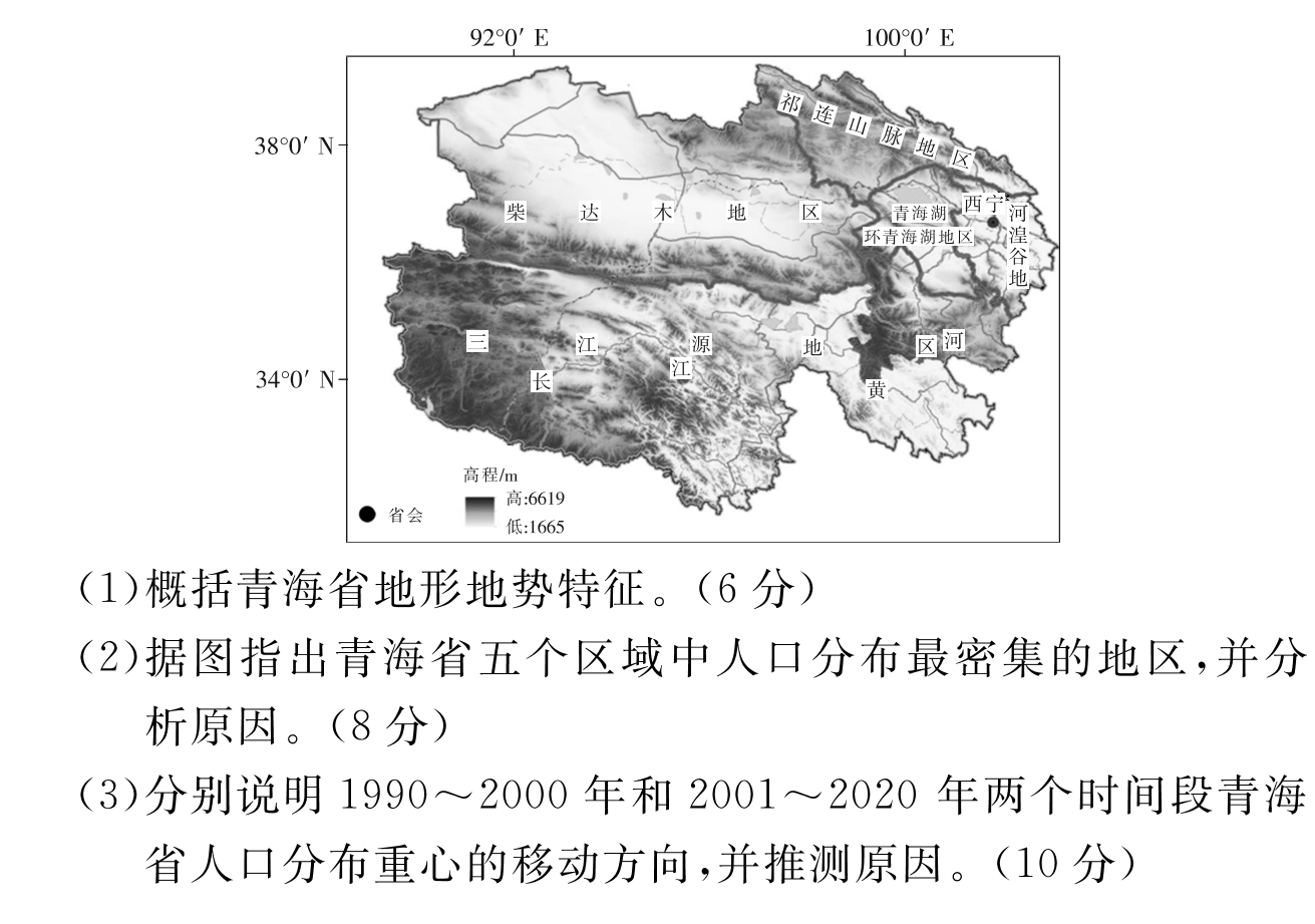 2024年全国100所名校单元测试示范卷24·G3DY·地理-R-必考-QG 地理1234答案