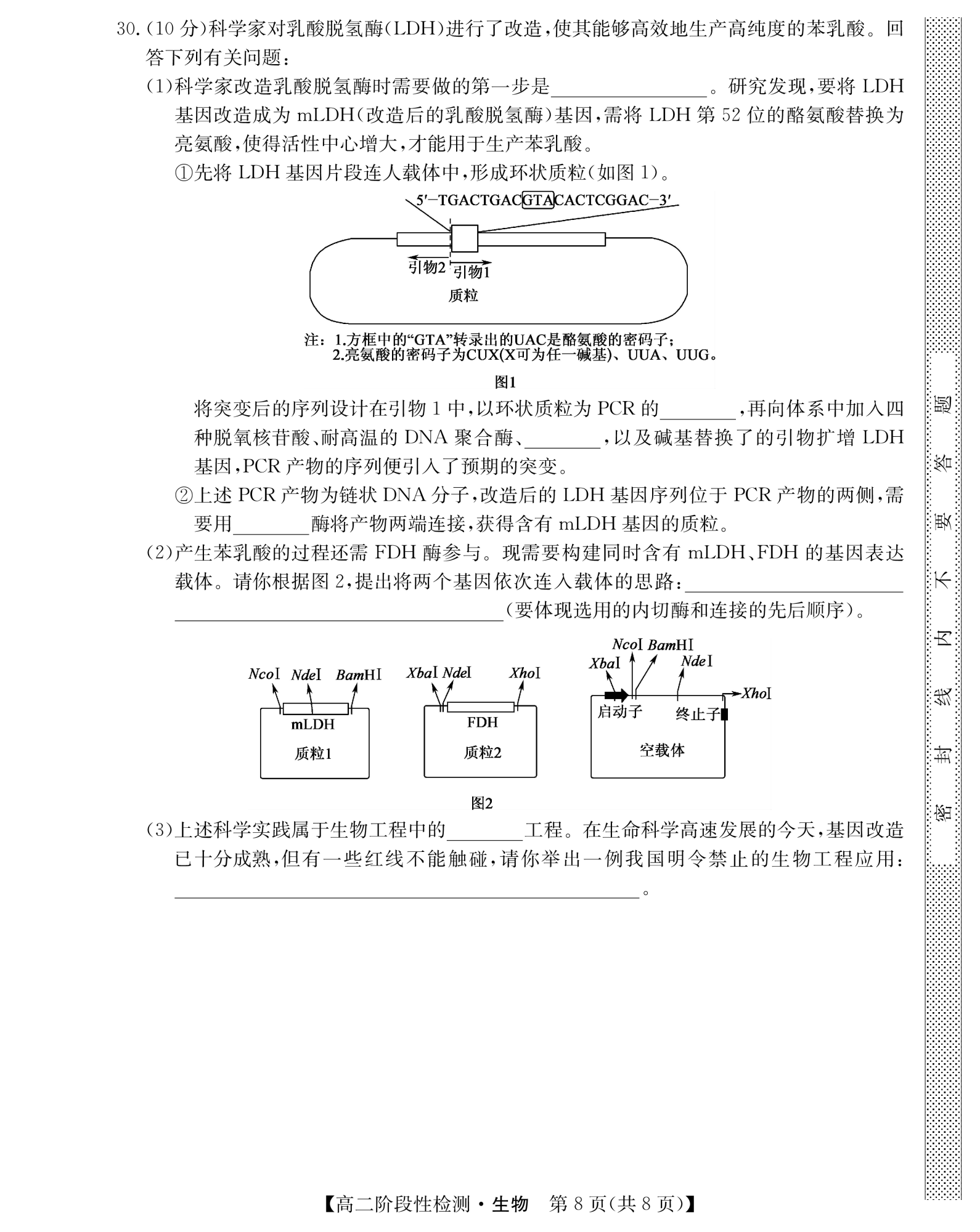 百师联盟 2024届高三一轮复习联考(一)1 浙江卷生物答案核对