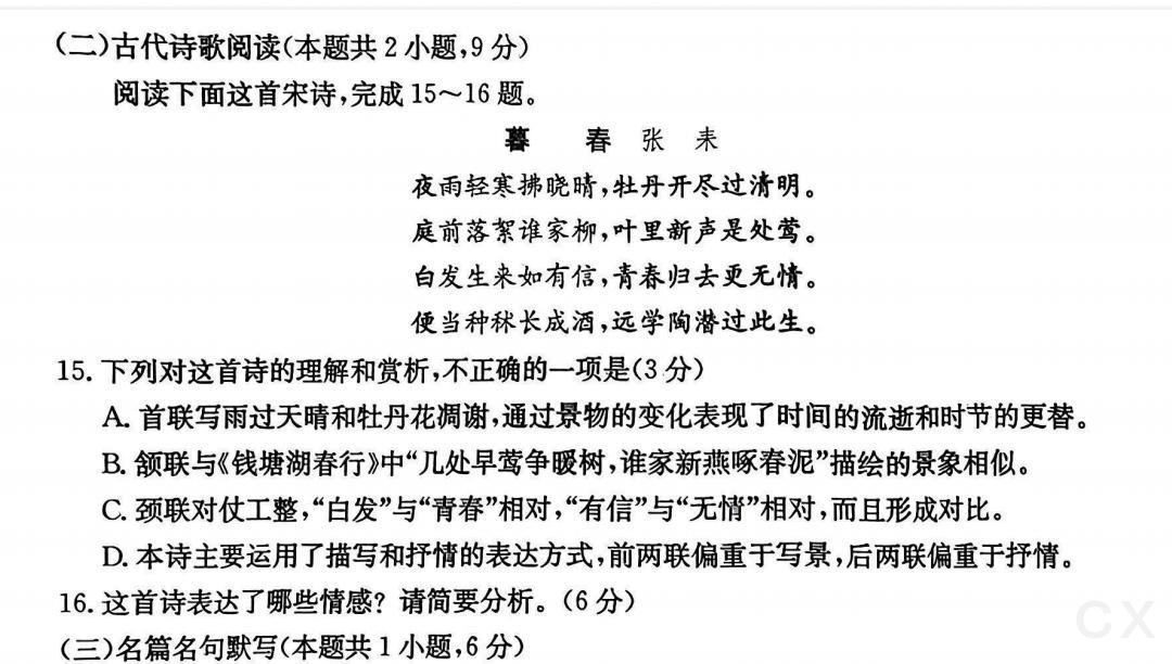 [金科大联考]2024~2025学年度11月期中质量检测高一(25136A)语文答案