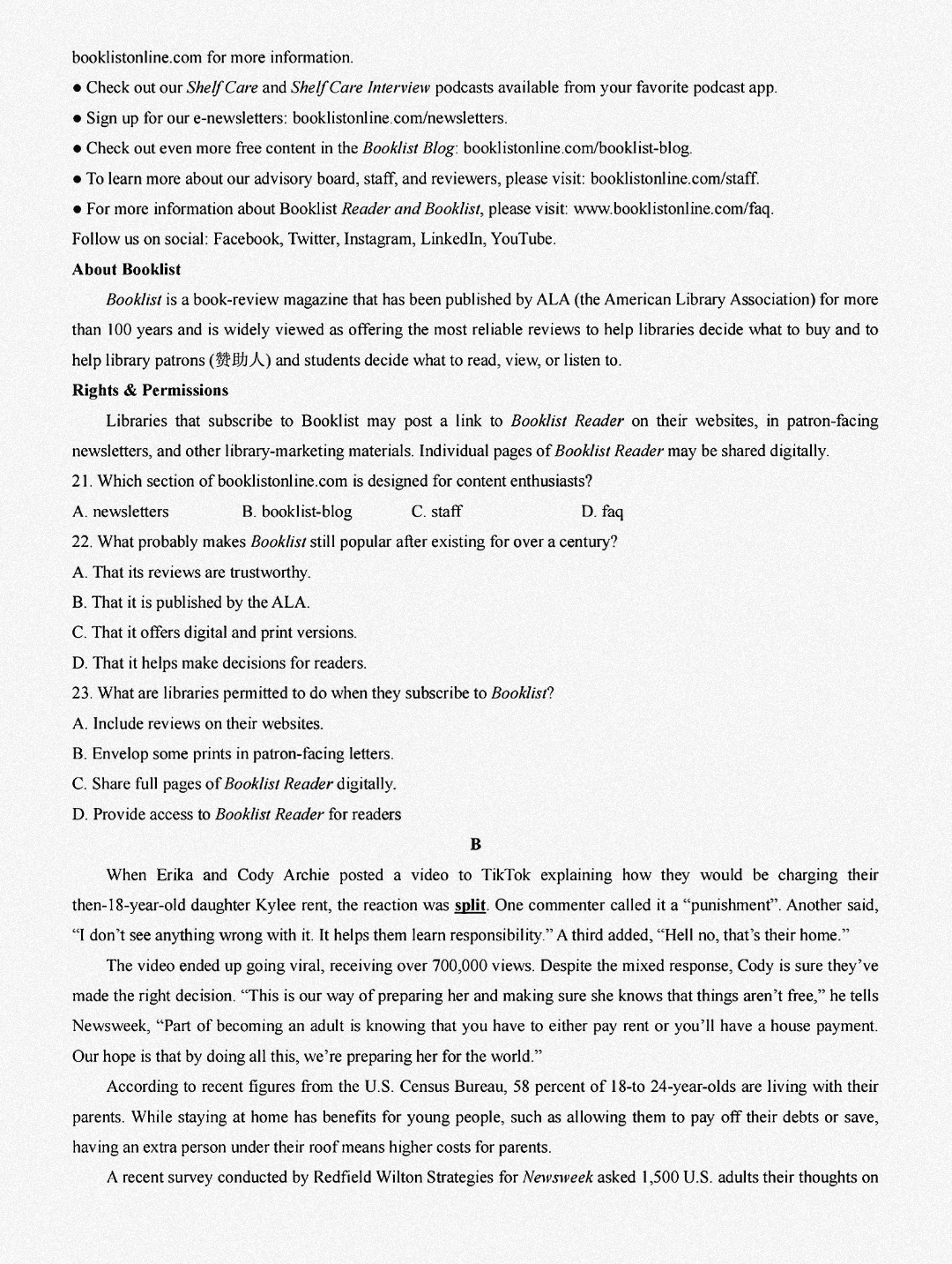 炎德英才大联考·长沙市一中2024届高三月考试卷(二)2英语答案