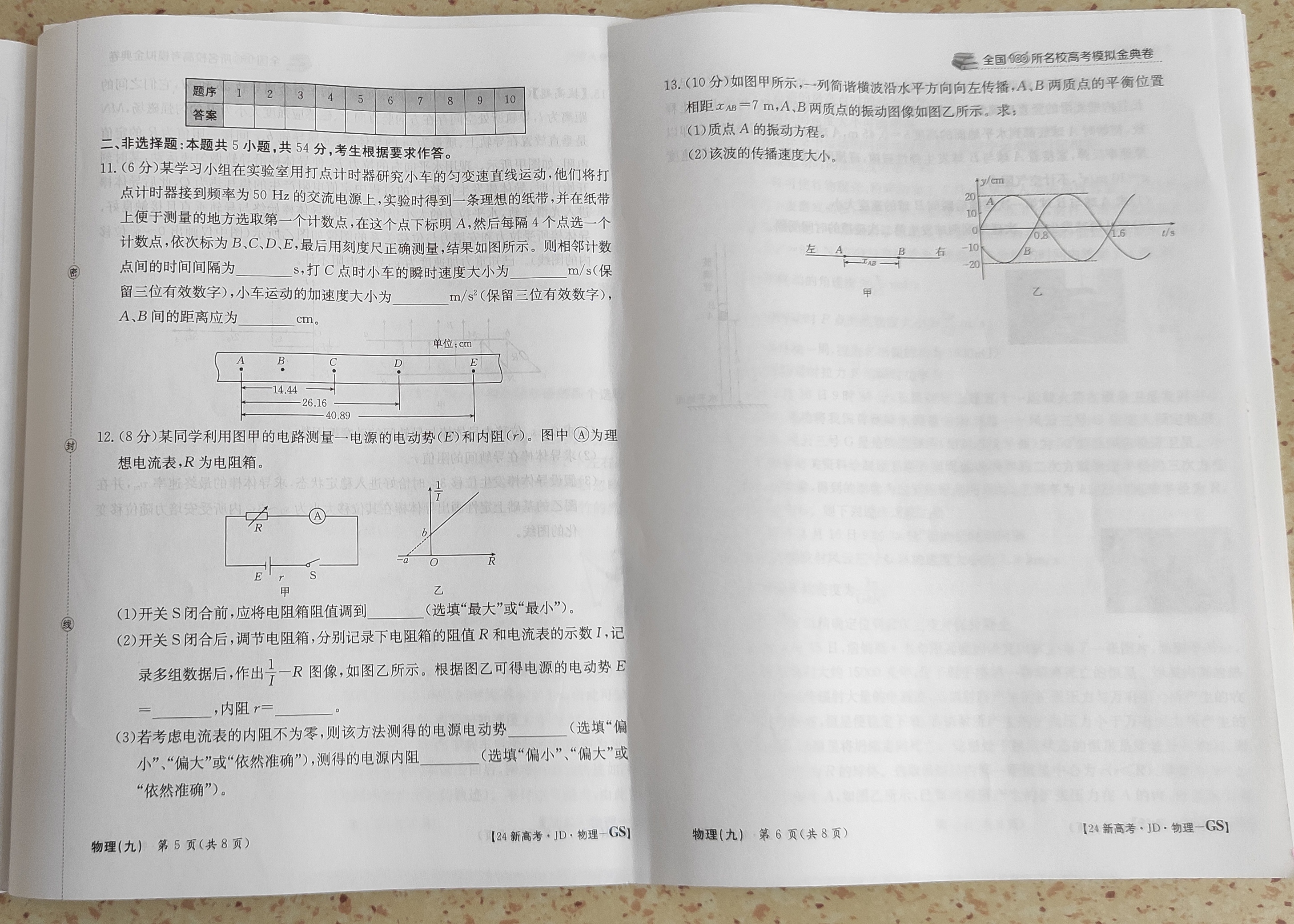 2024年衡水金卷先享题 分科综合卷[新教材B]物理(一)1试题