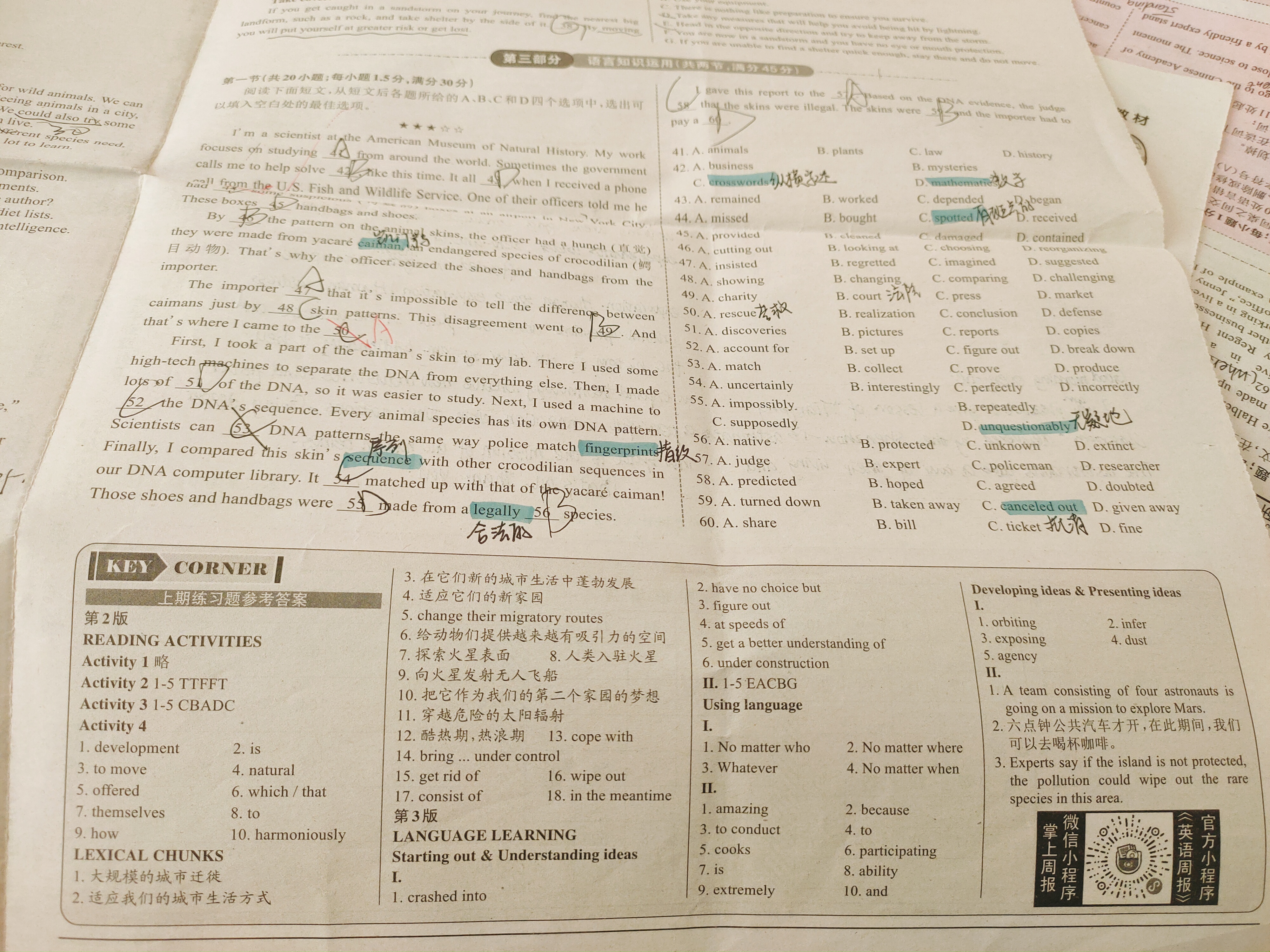 2024年衡水金卷先享题 分科综合卷 全国乙卷 英语(一)答案