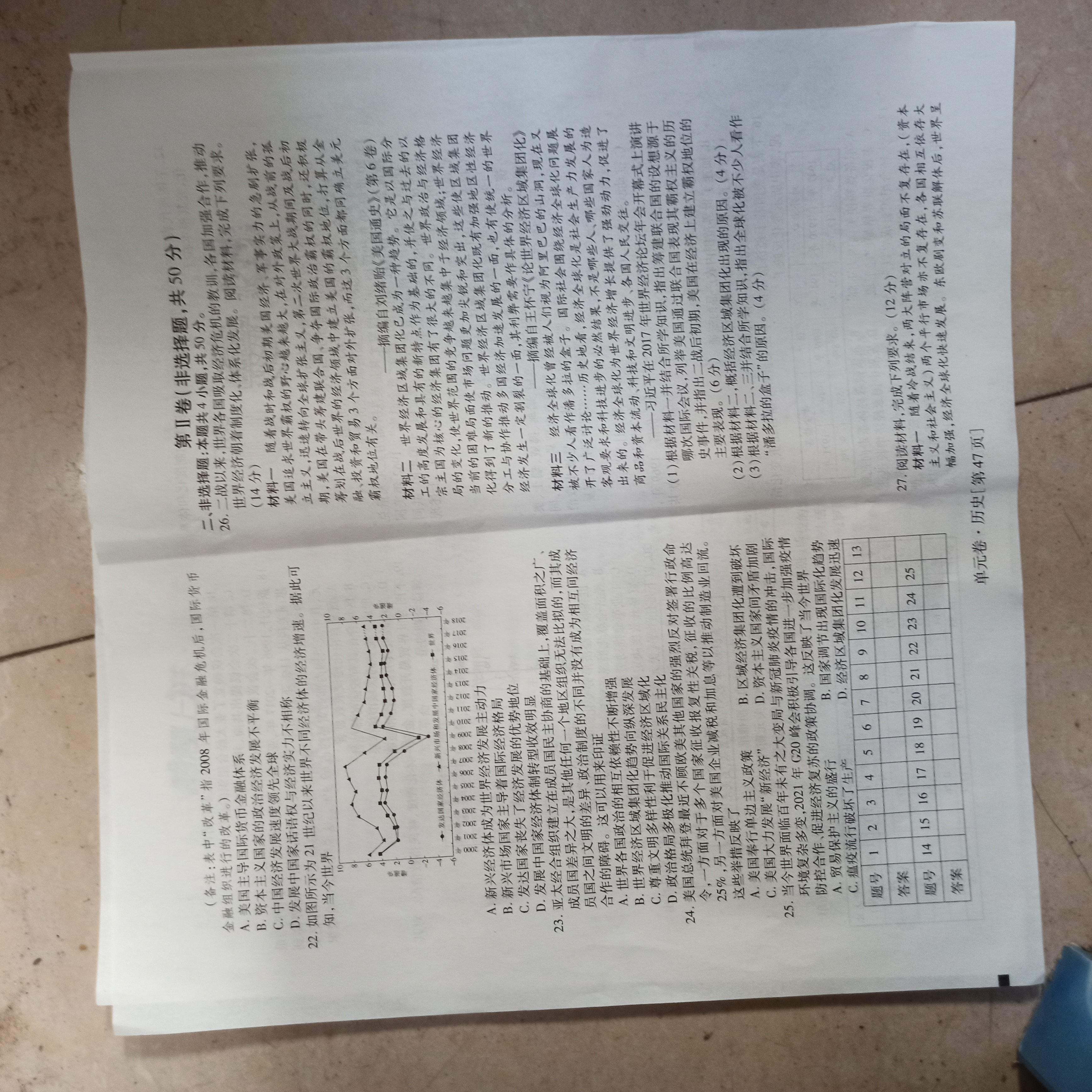 安徽省2024届同步达标自主练习·九年级 九上 第一次历史答案