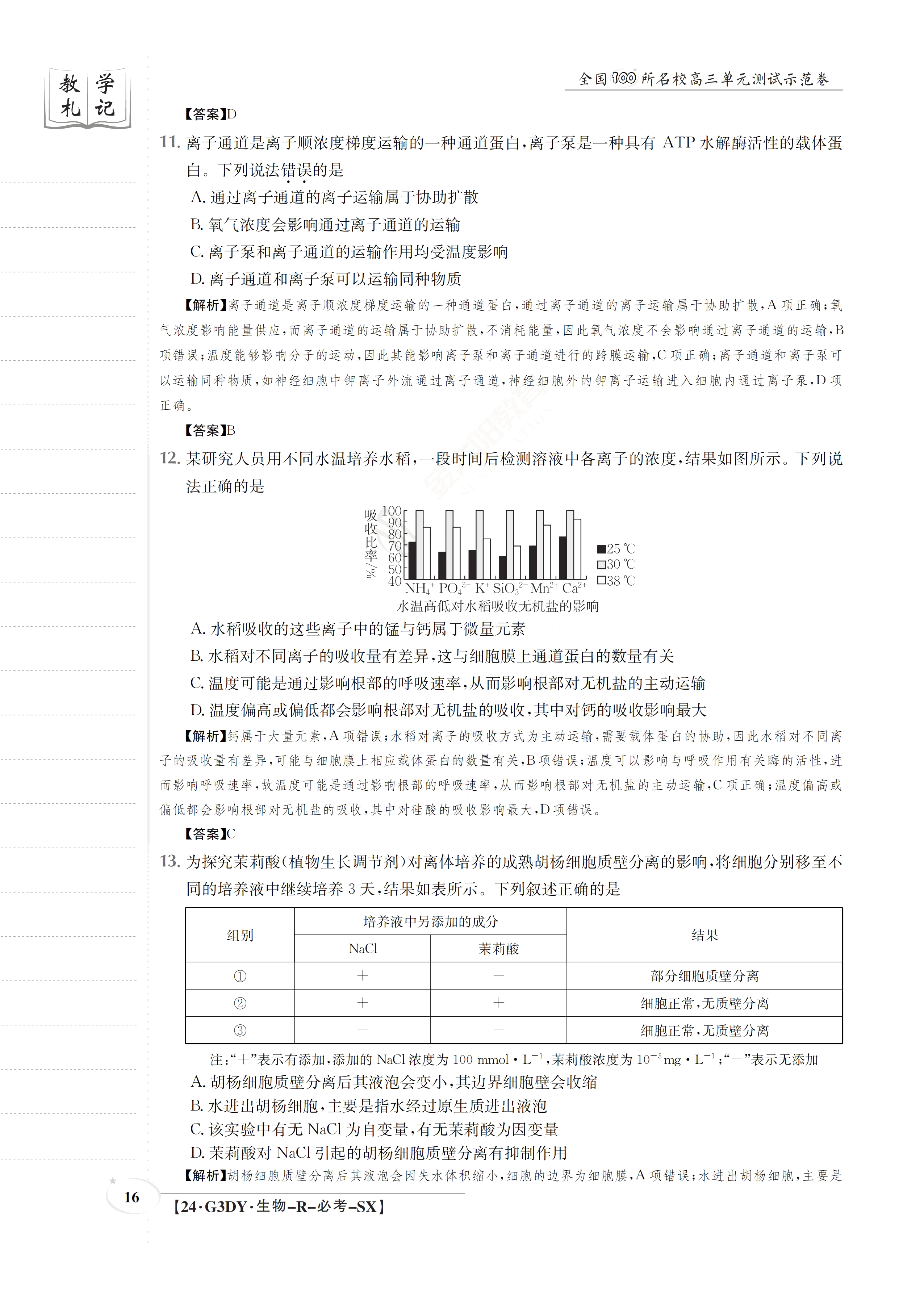 2024届全国100所名校单元测试示范卷·生物[24·G3DY(新高考)·生物-LKB-必考-HUB]七试题