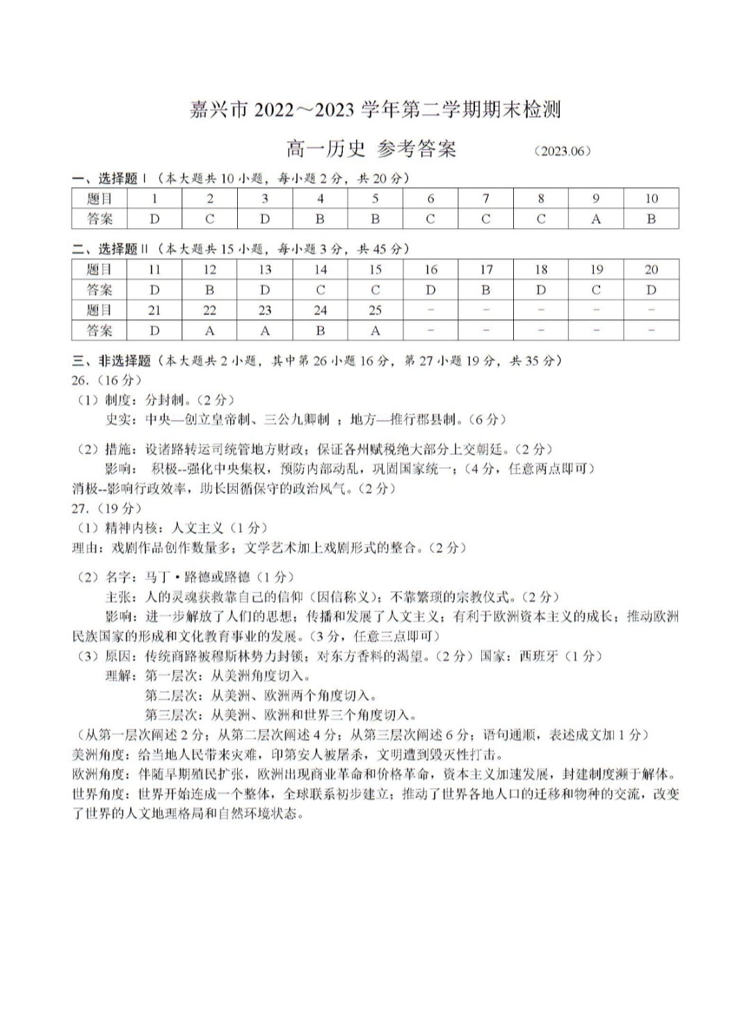 2024炎德英才大联考高三月考试卷一(全国卷·入学摸底考试)历史