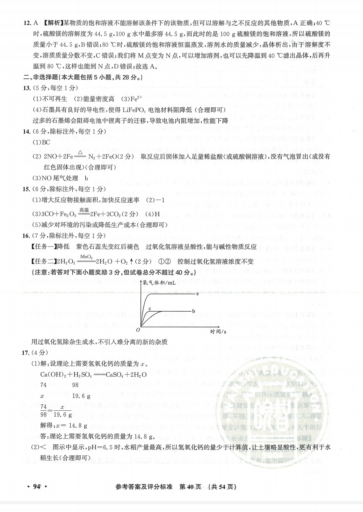 2024届普通高等学校招生全国统一考试 高三青桐鸣冲刺卷一化学答案