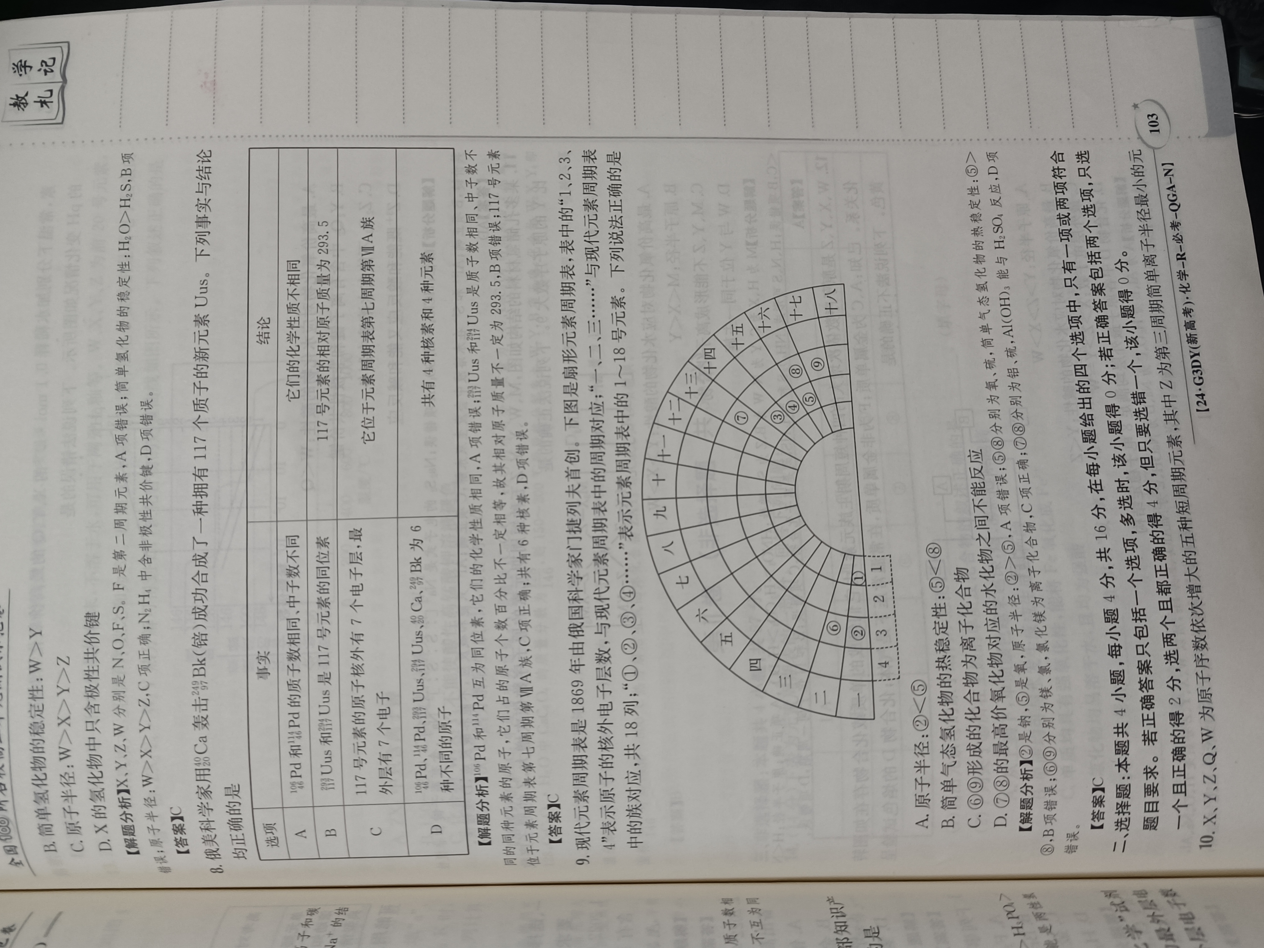 衡水金卷先享题2023-2024高三一轮复习单元检测卷(重庆专版)/化学(1-7)答案