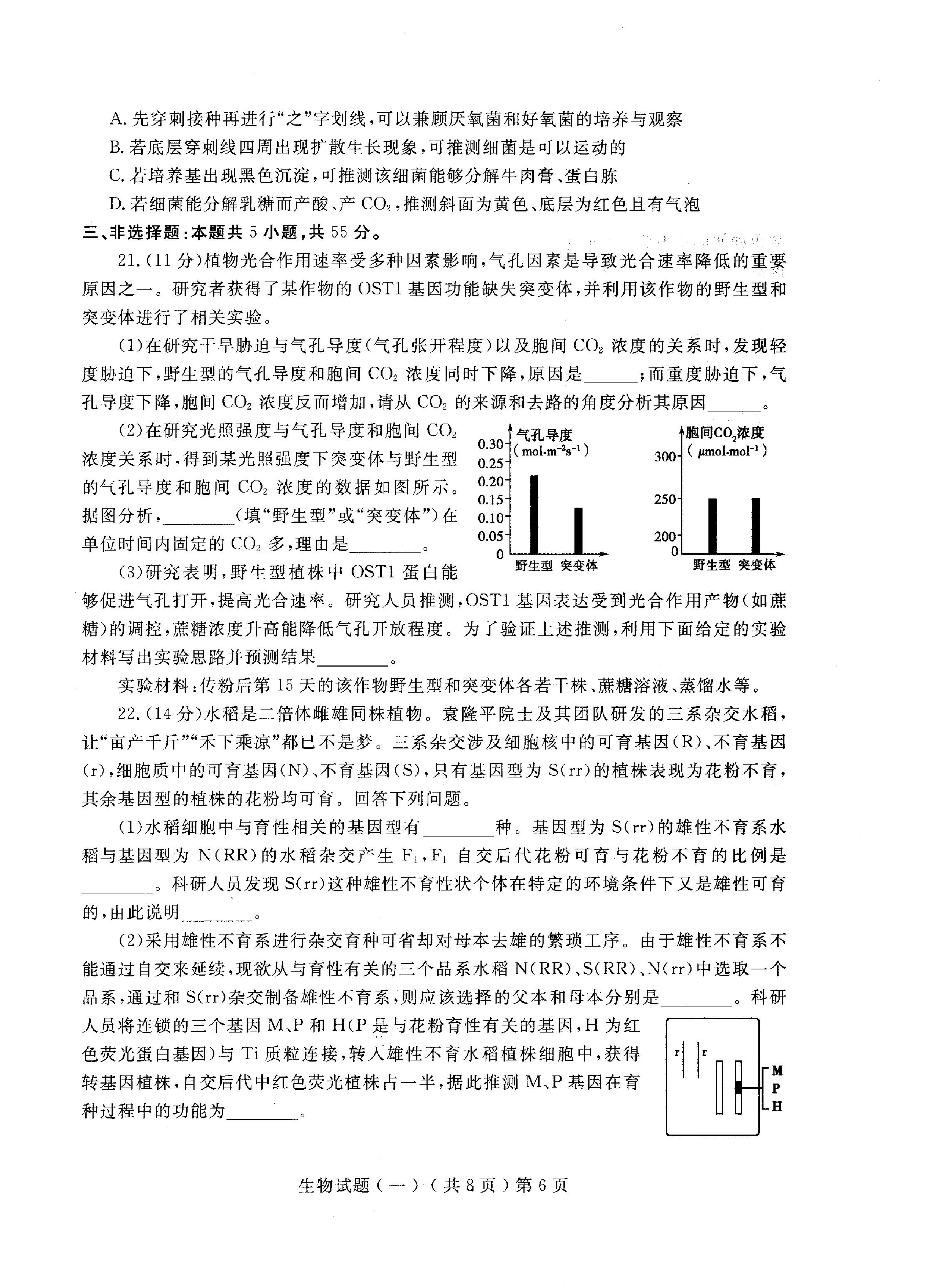 河北省2023年普通高中学业水平选择性考试(高考样卷) 23·(新高考)高考样卷·生物学·HEB 生物学样卷(一)答案