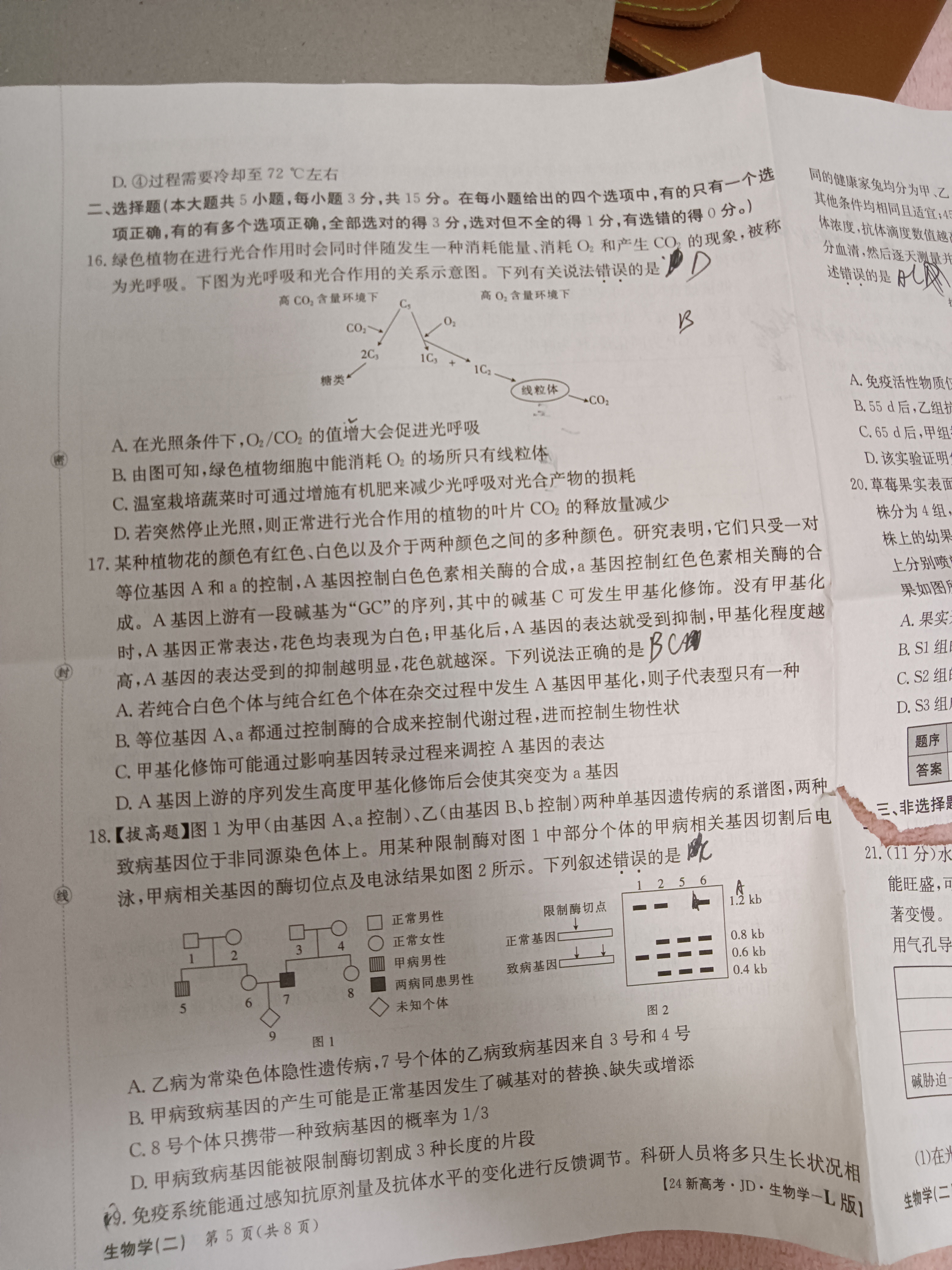2024届全国100所名校单元测试示范卷·生物[24·G3DY(新高考)·生物-LKB-必考-CQ]八试题