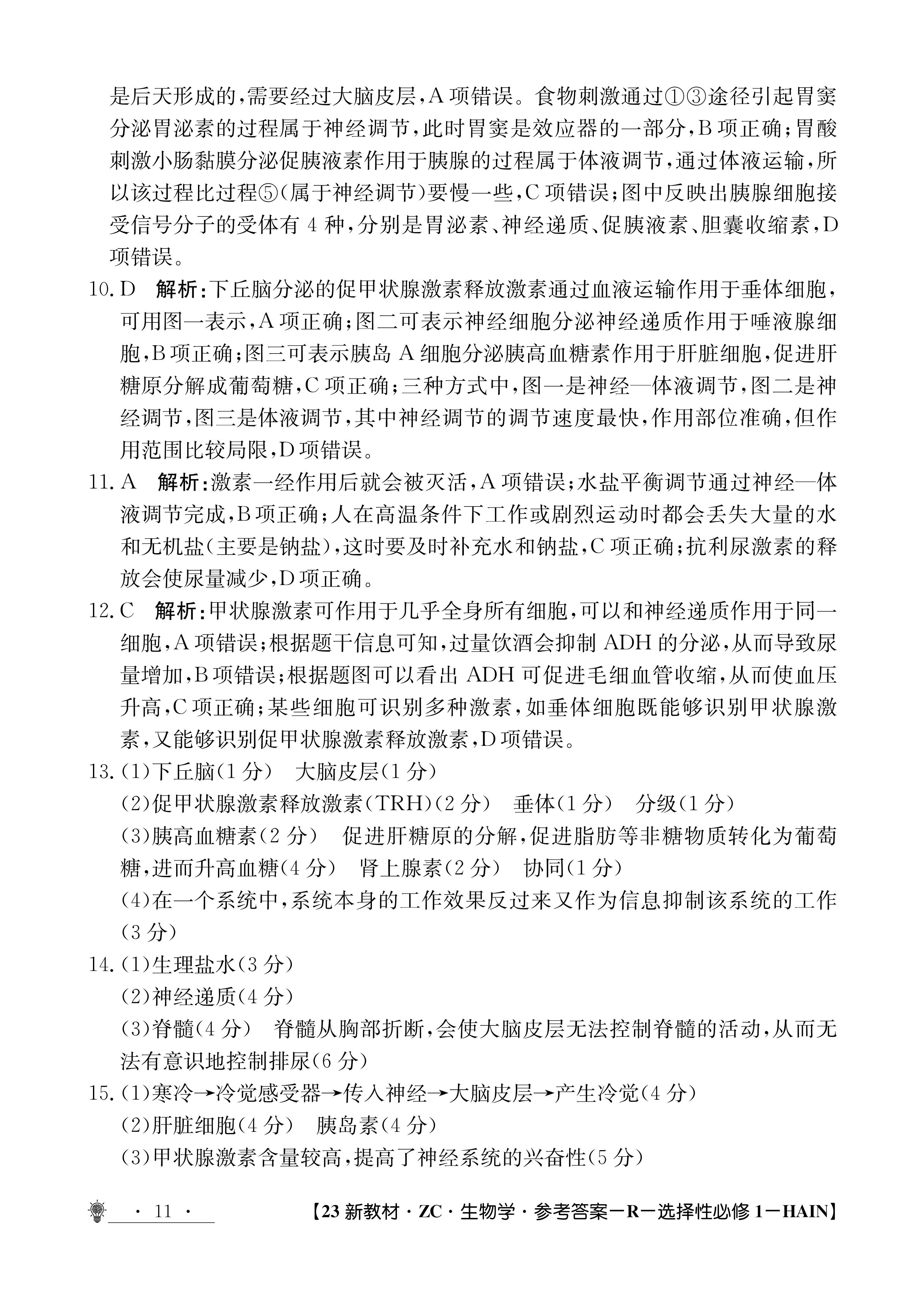 衡水金卷先享题·月考卷 2023-2024学年度上学期高三年级一调考试生物试题