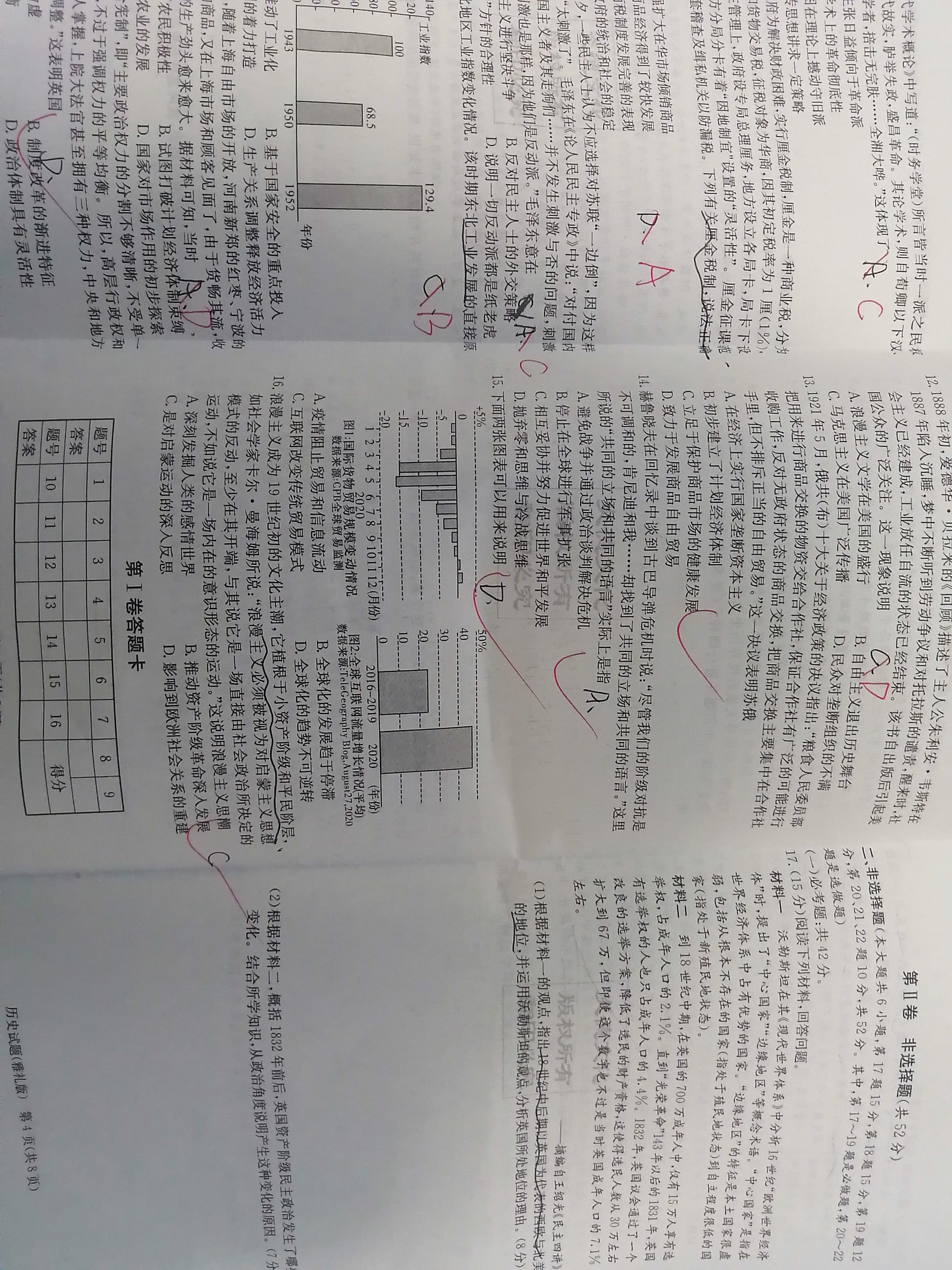 江西省2023届八届级第一次阶段适应性评估[R-PGZX A-JX]历史(R)答案