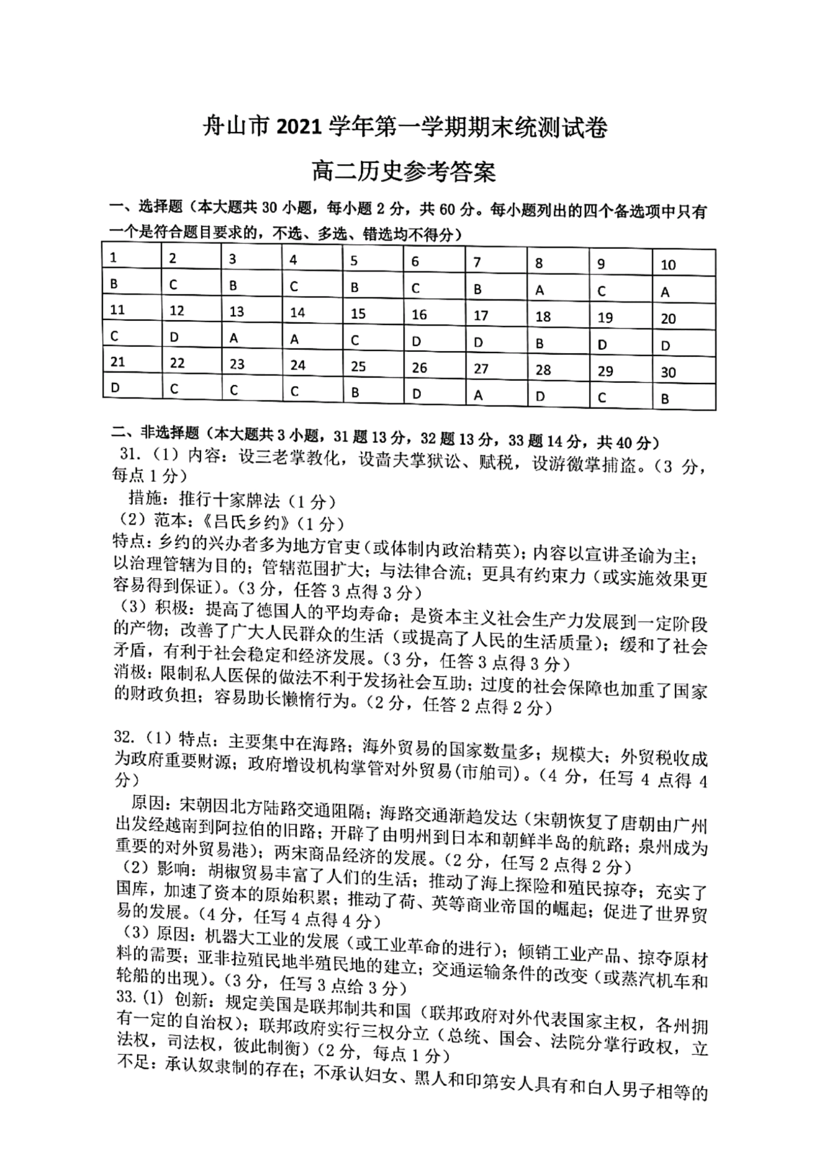 [南充零诊]南充市高2024届高考适应性考试(零诊)历史答案答案