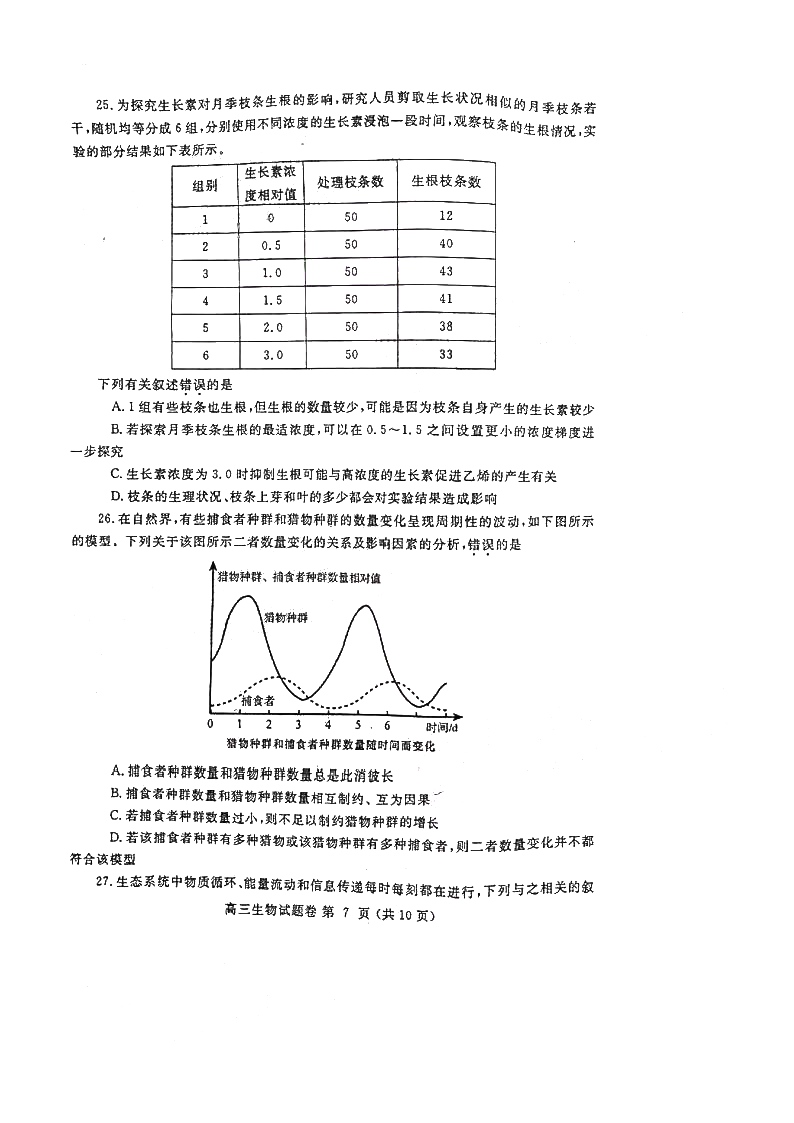 2023-2024学年第一届安徽百校大联考生物试题