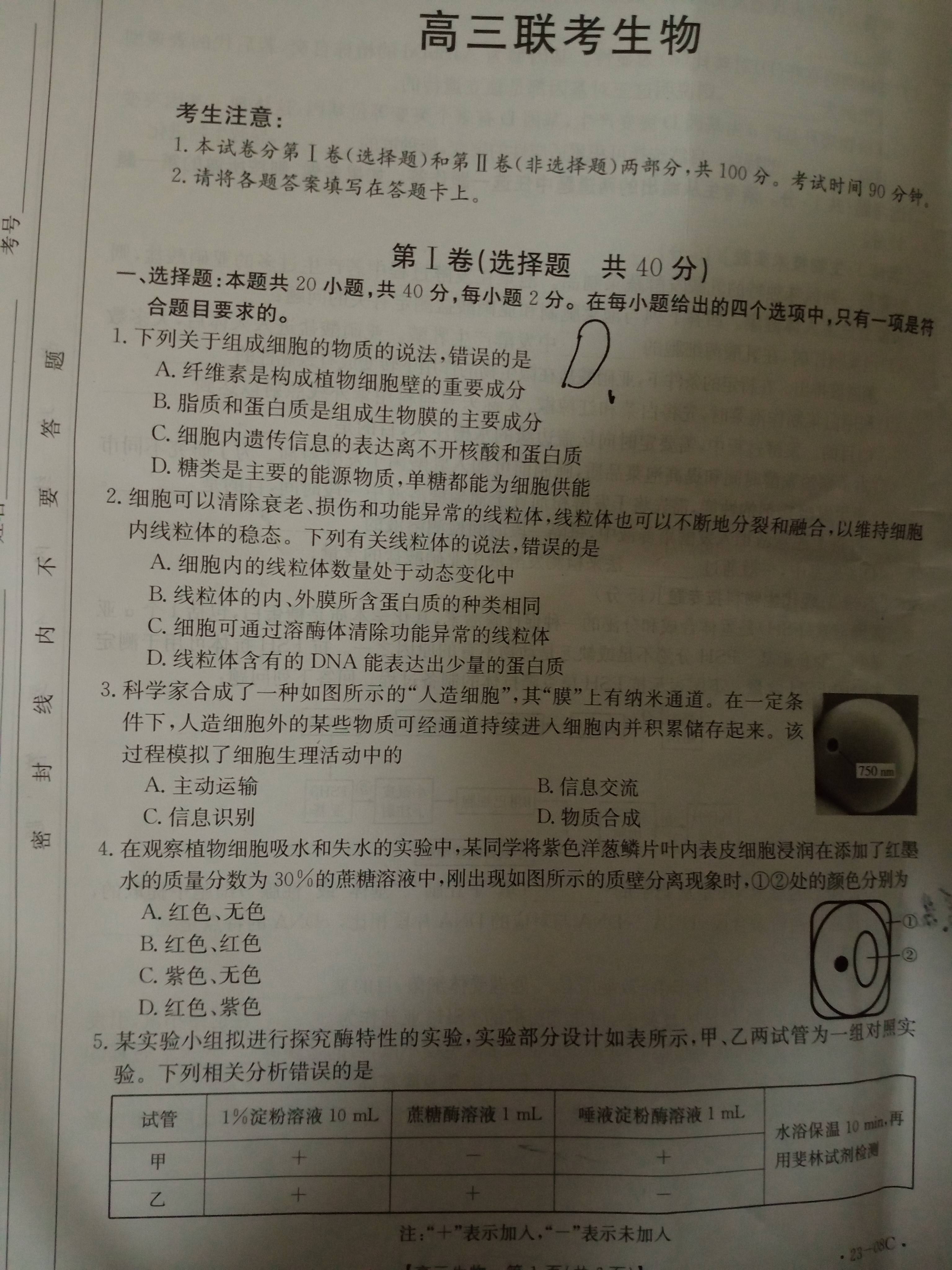 衡水金卷先享题·月考卷 2023-2024学年度上学期高三年级二调考试[JJ]生物答案