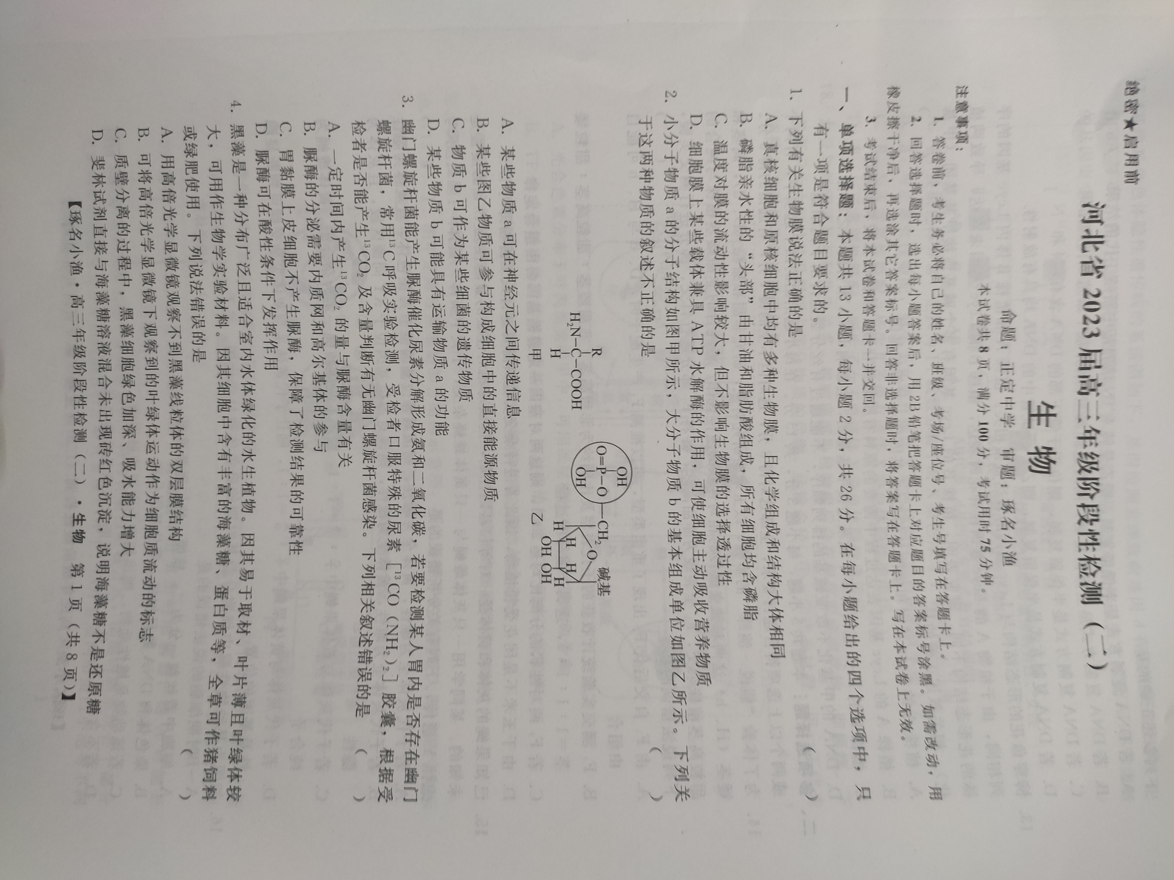 昆明市第一中学2024届高中新课标高三第三次双基检测生物试卷答案