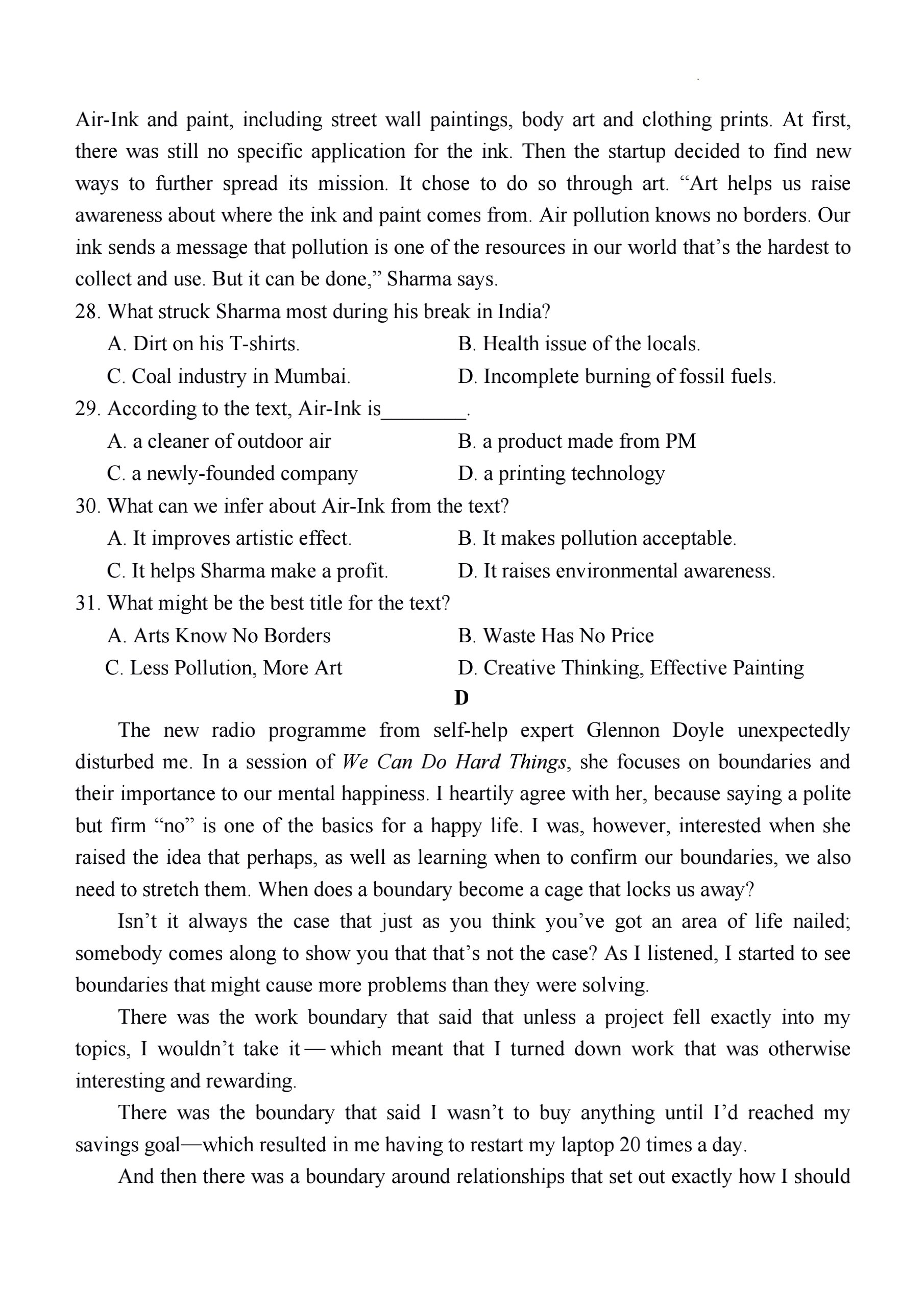 2024年100所名校高考模拟金典卷 24新高考·JD·英语-Y 英语答案